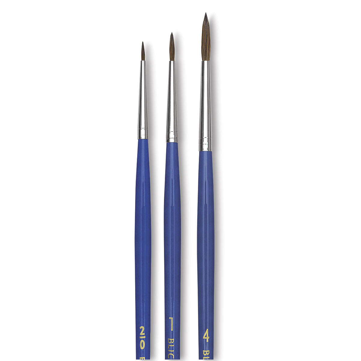 Blick Scholastic Red Sable Brushes - Rounds, Set of 3, Long Handle close up