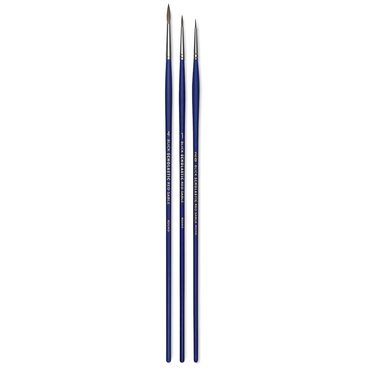 Blick Scholastic Red Sable Brush Set - Round, Long Handle, Set of 3