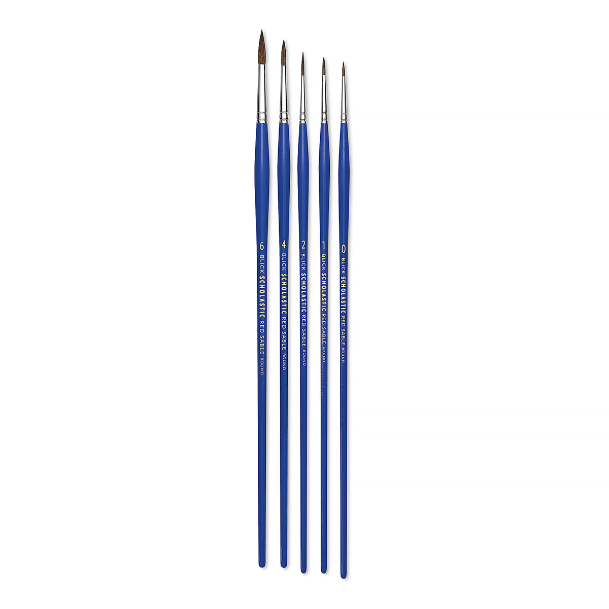 Blick Scholastic Red Sable Brush Set - Round, Long Handle, Set of 5