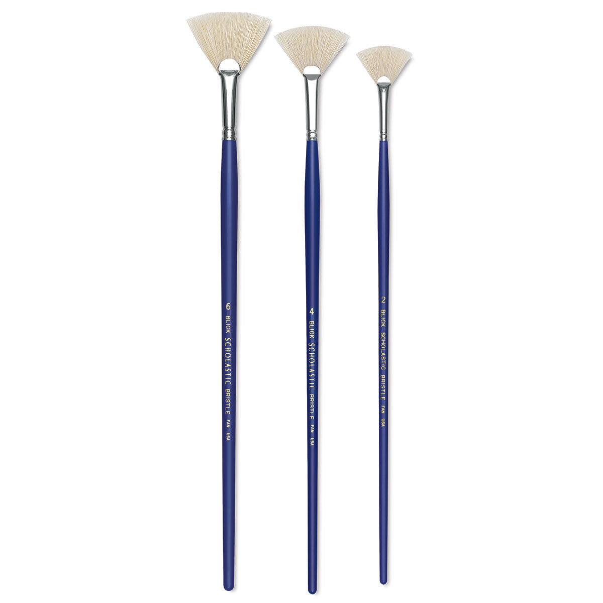 Blick Scholastic White Bristle Brush Set - Fan, Set of 3