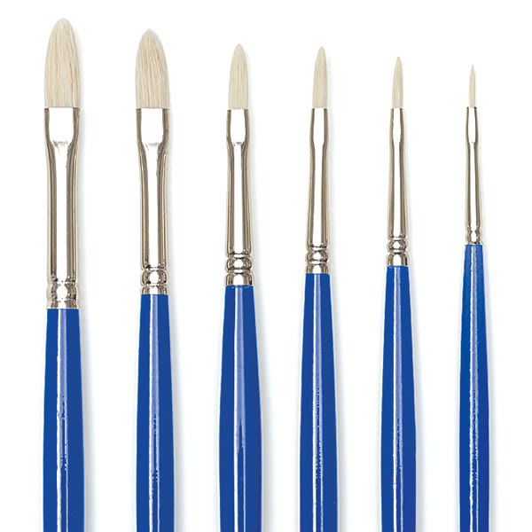 Scholastic White Bristle Brushes - Filbert Set of 6