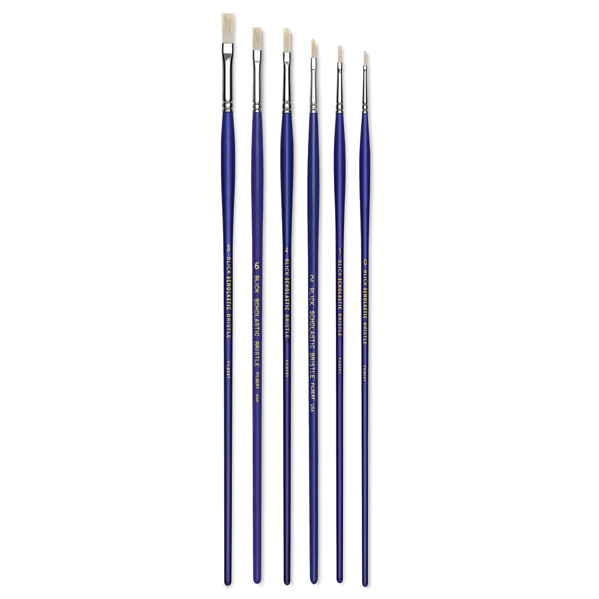 Blick Scholastic White Bristle Brush Set - Filbert, Set of 6