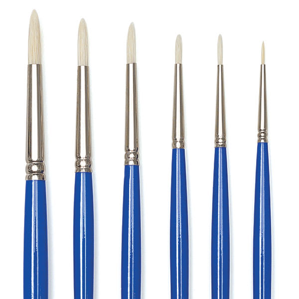 Scholastic White Bristle Brushes - Round Set of 6