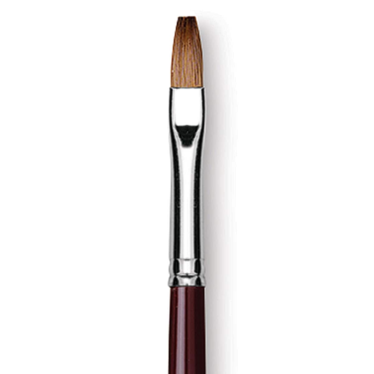 Da Vinci Kolinsky Red Sable Oil Brush - Flat, Long Handle, Size 6 (close-up)