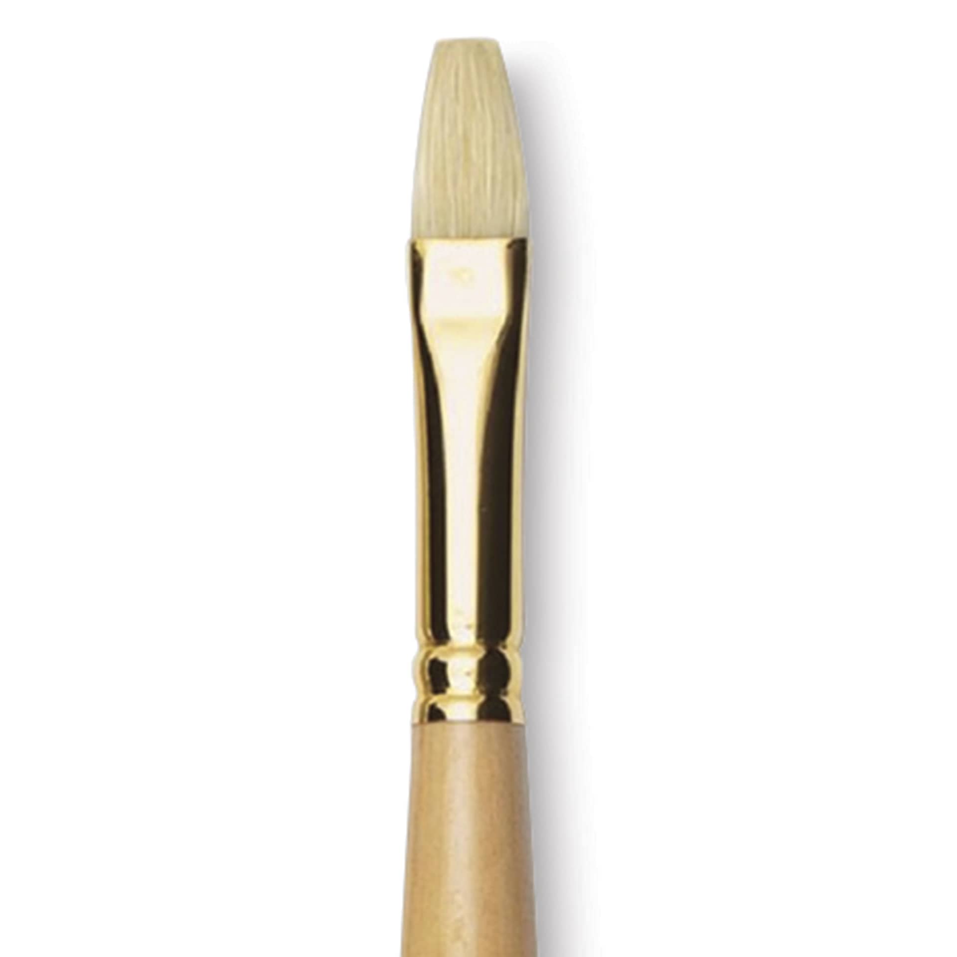 Raphaël D'Artigny Interlocked White Bristle Brush - Flat, Long Handle, Size 8
