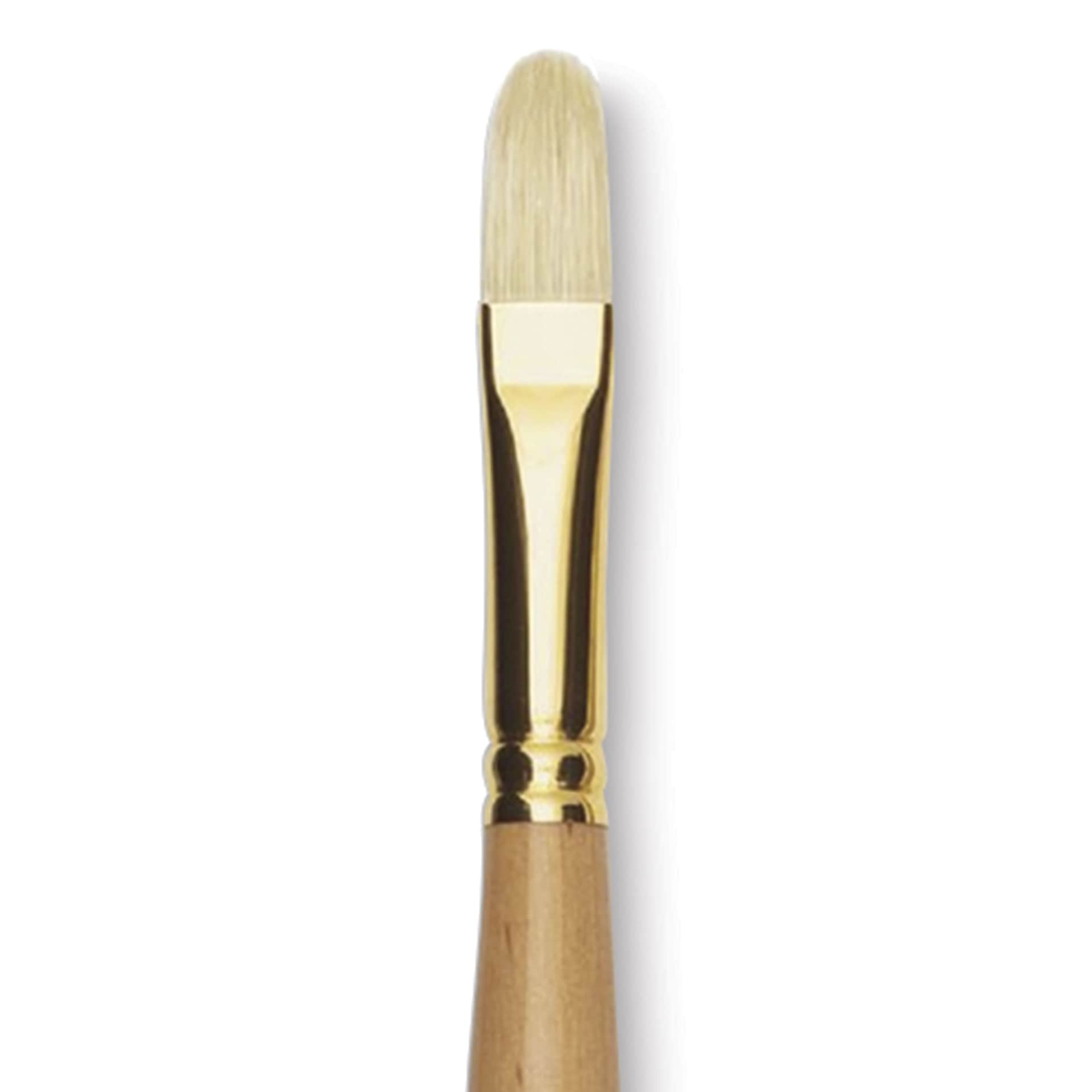 Raphaël D'Artigny Interlocked White Bristle Brush - Filbert, Long Handle, Size 10