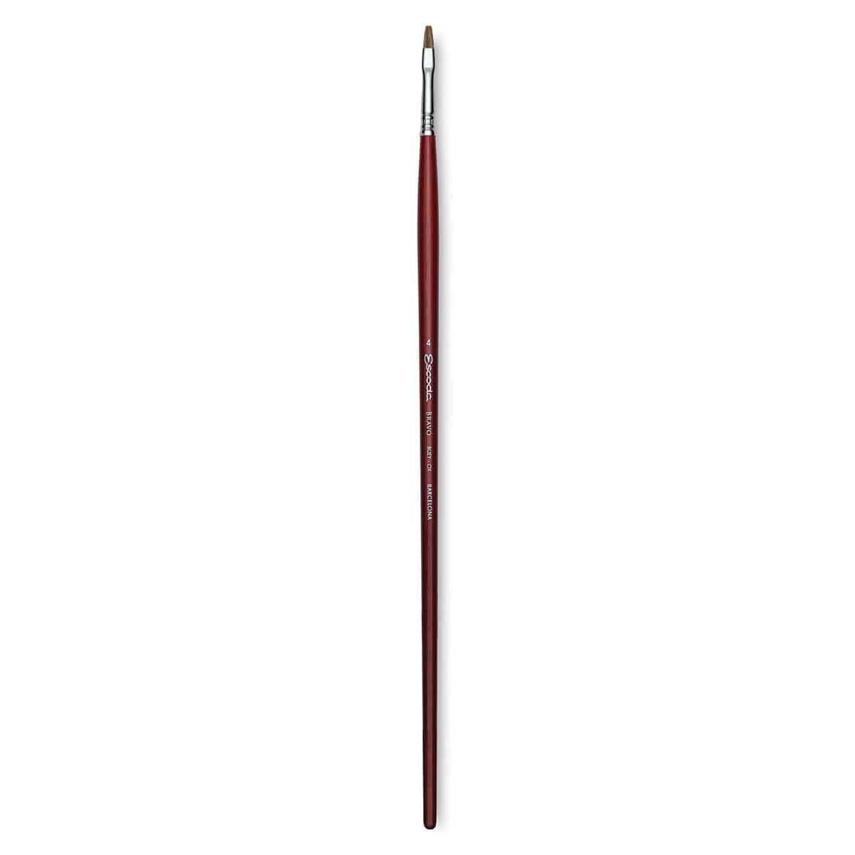 Escoda Bravo Light Ox Hair Brush - Bright, Long Handle, Size 4