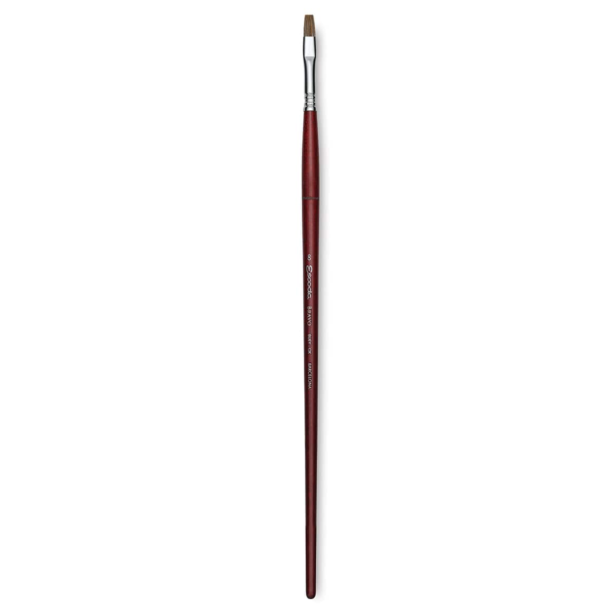 Escoda Bravo Light Ox Hair Brush - Bright, Long Handle, Size 8