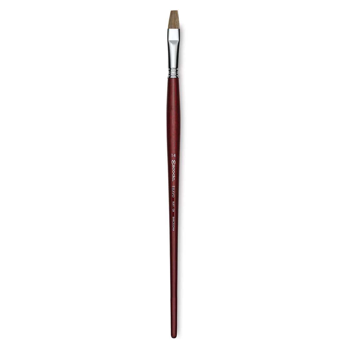 Escoda Bravo Light Ox Hair Brush - Bright, Long Handle, Size 14