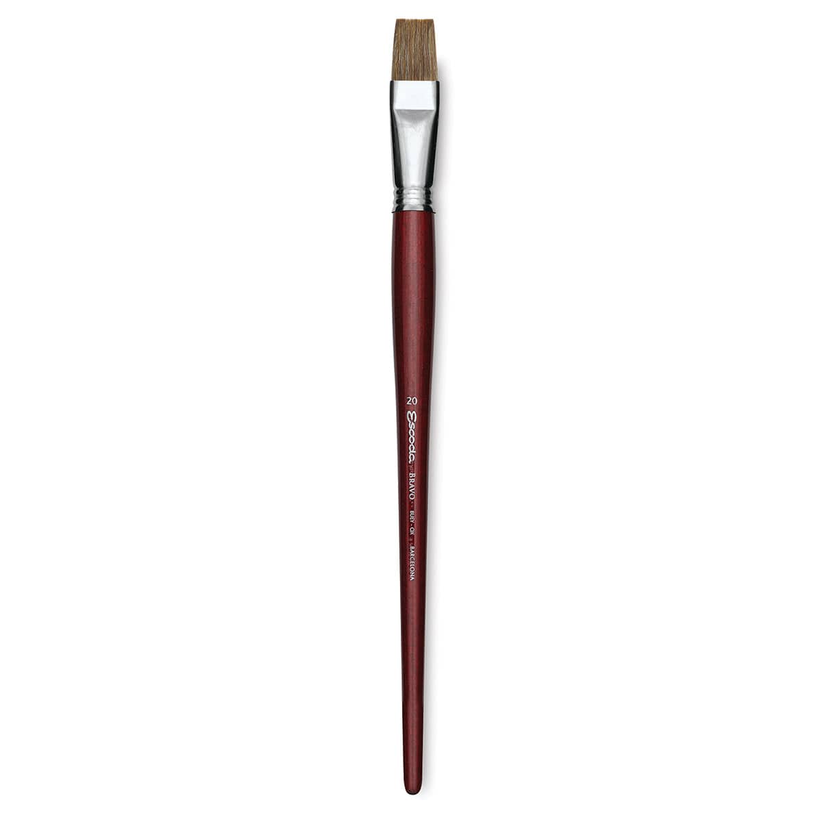 Escoda Bravo Light Ox Hair Brush - Bright, Long Handle, Size 20