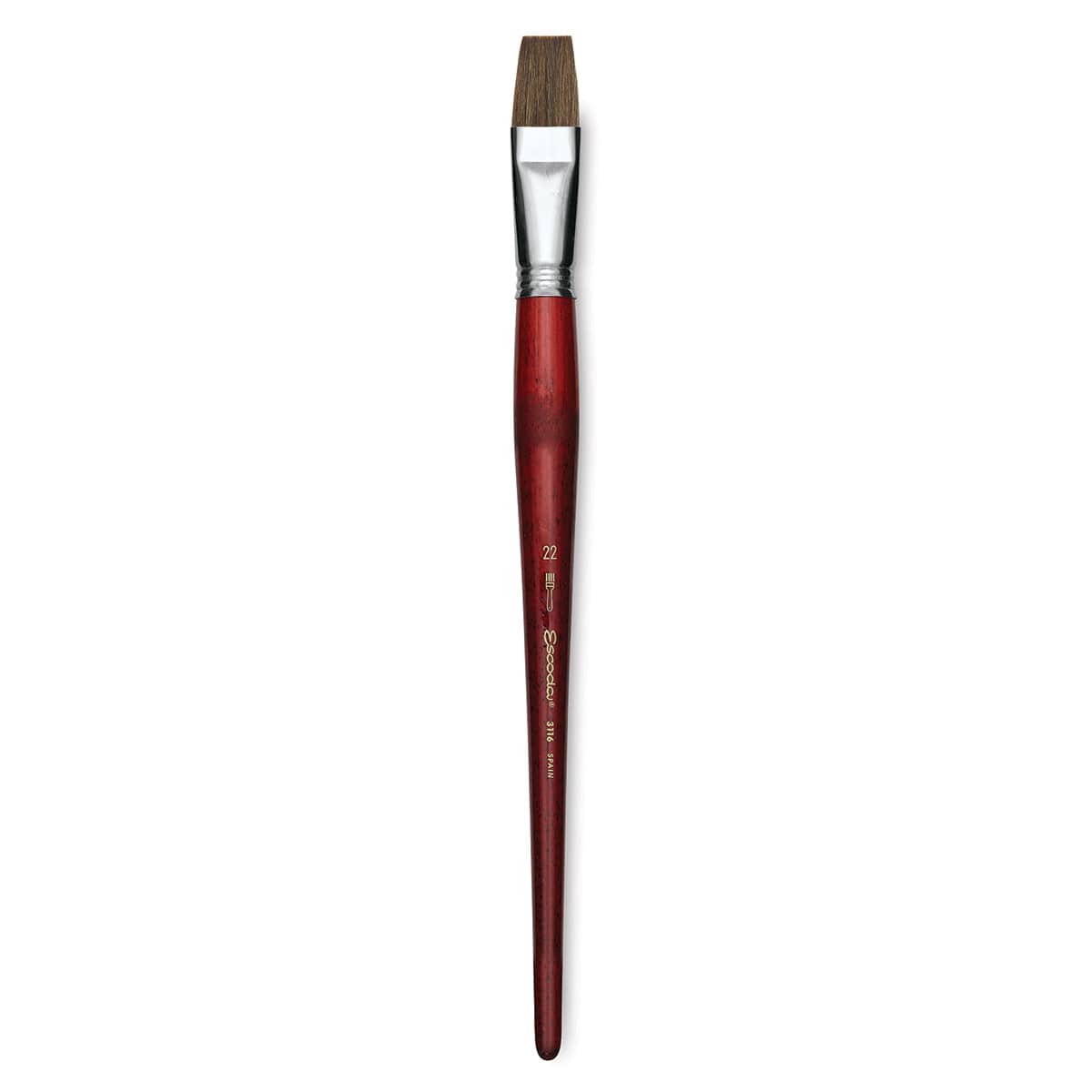 Escoda Bravo Light Ox Hair Brush - Bright, Long Handle, Size 22