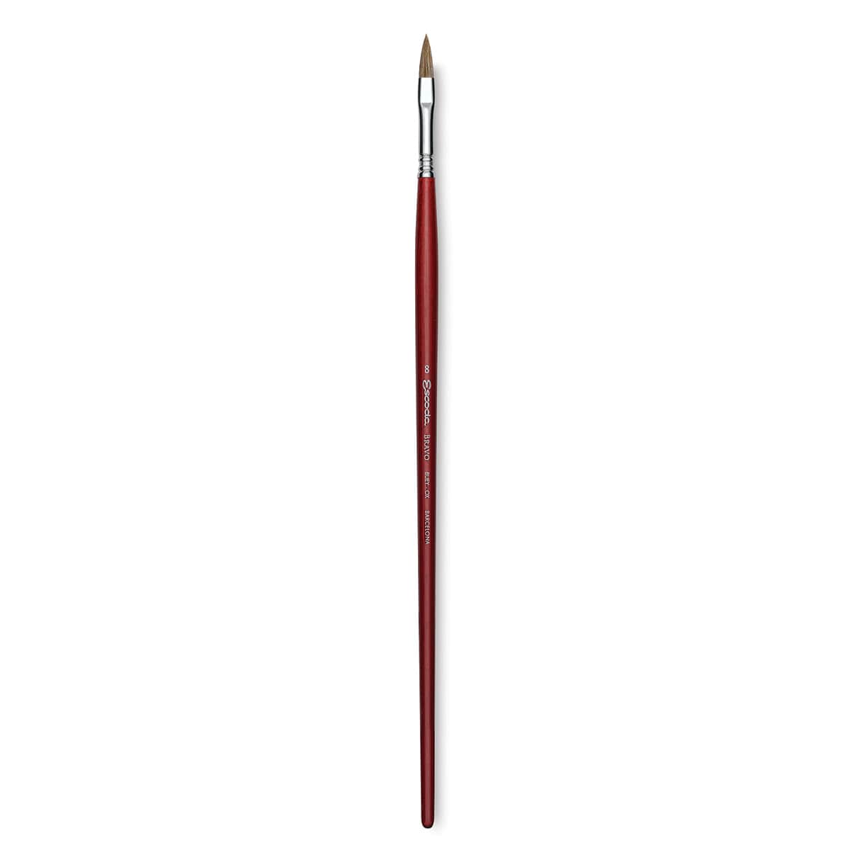 Escoda Bravo Light Ox Hair Brush - Long Filbert, Long Handle, Size 8