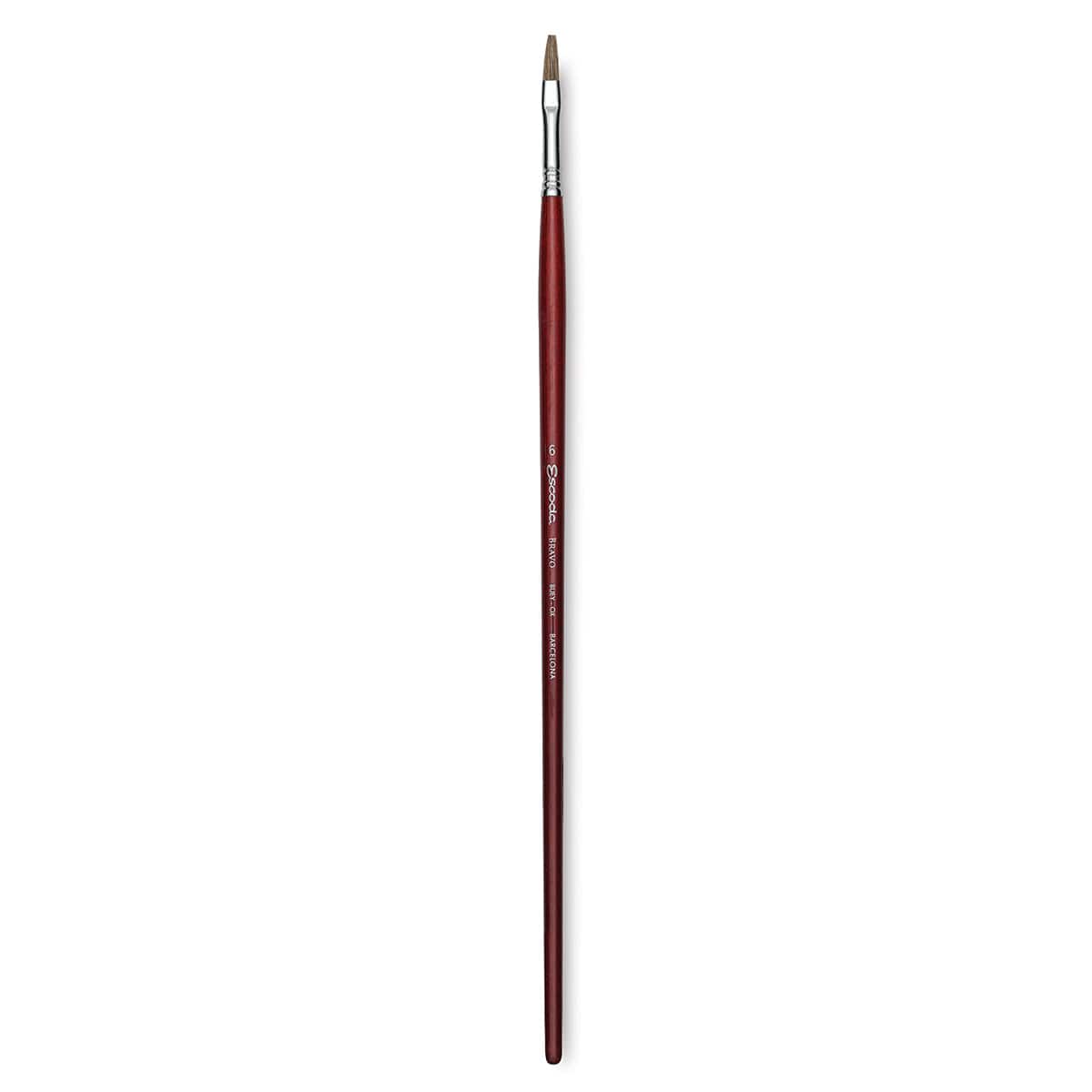 Escoda Bravo Light Ox Hair Brush - Flat, Long Handle, Size 6
