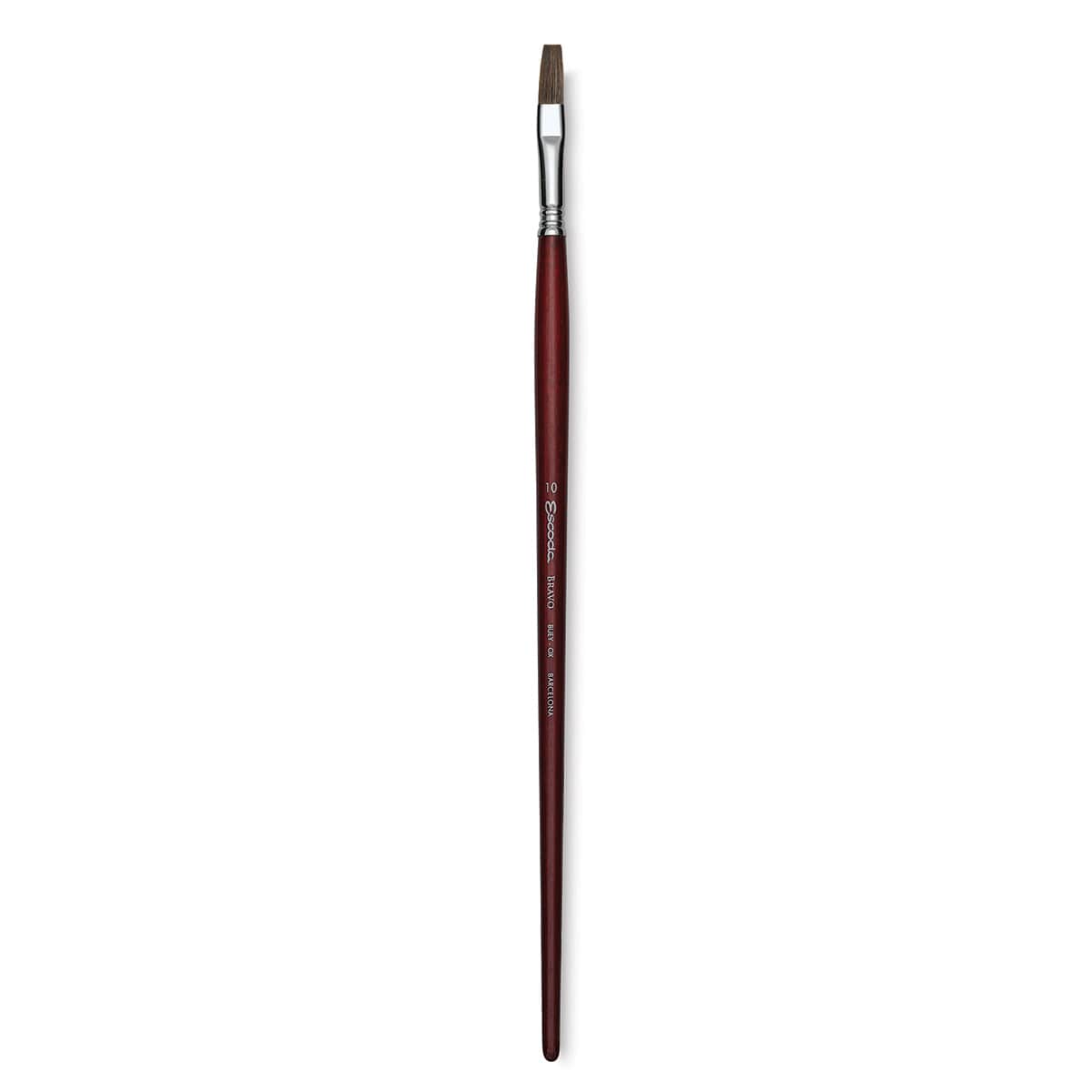 Escoda Bravo Light Ox Hair Brush - Flat, Long Handle, Size 10