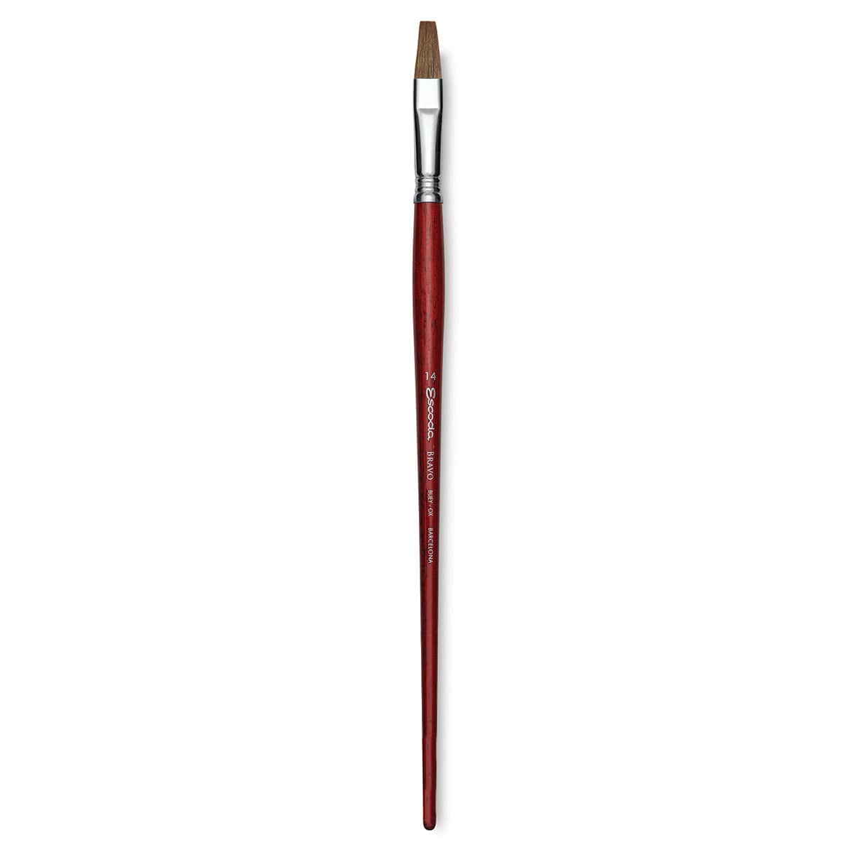 Escoda Bravo Light Ox Hair Brush - Flat, Long Handle, Size 14