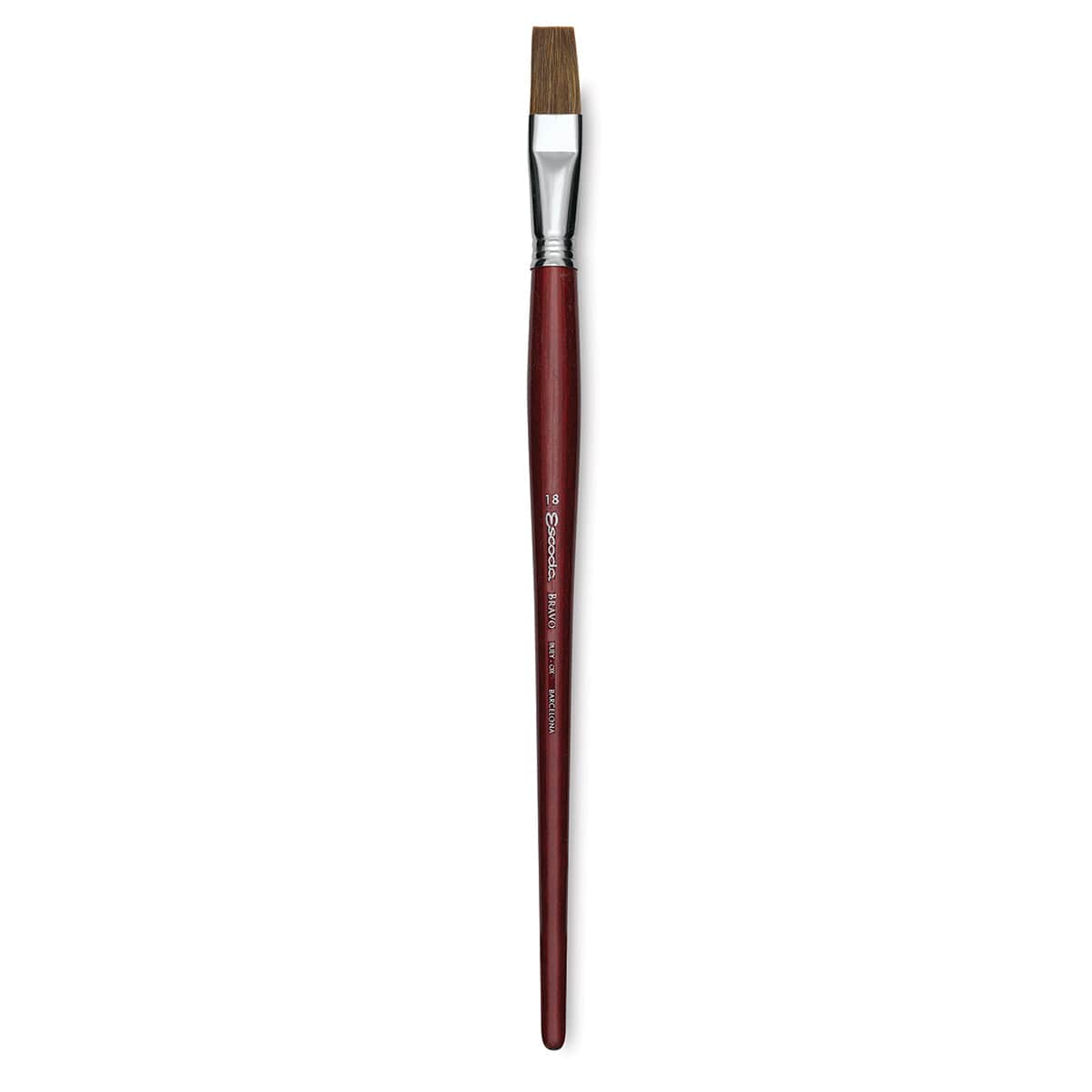 Escoda Bravo Light Ox Hair Brush - Flat, Long Handle, Size 18