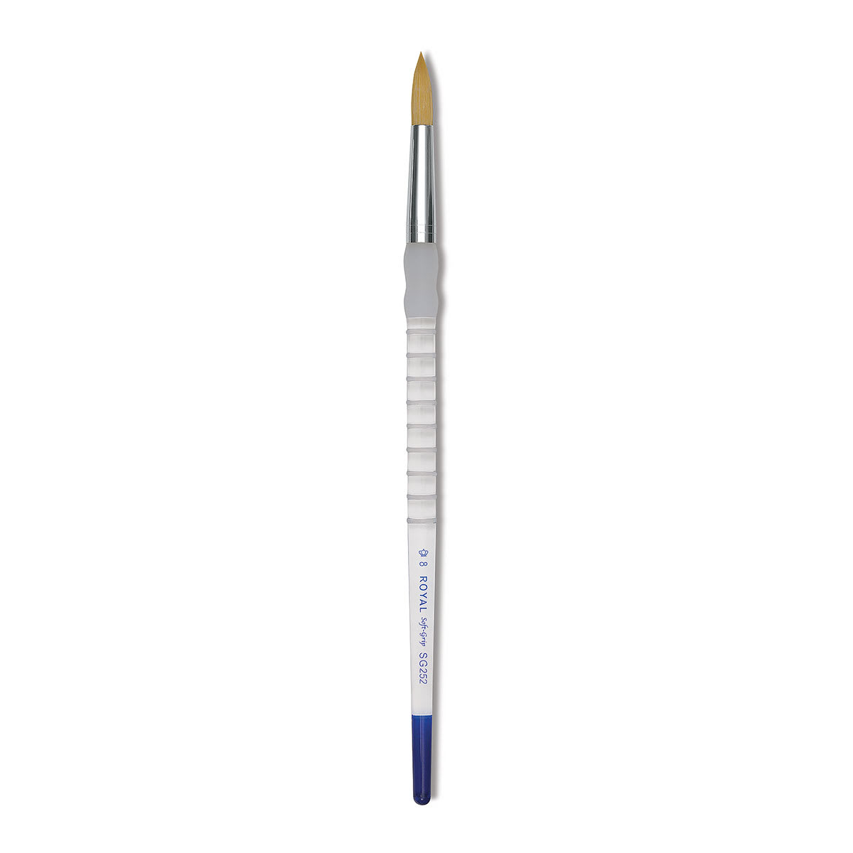 Royal & Langnickel Soft Grip Golden Taklon Brush - Round, Long Handle, Size 8, close-up