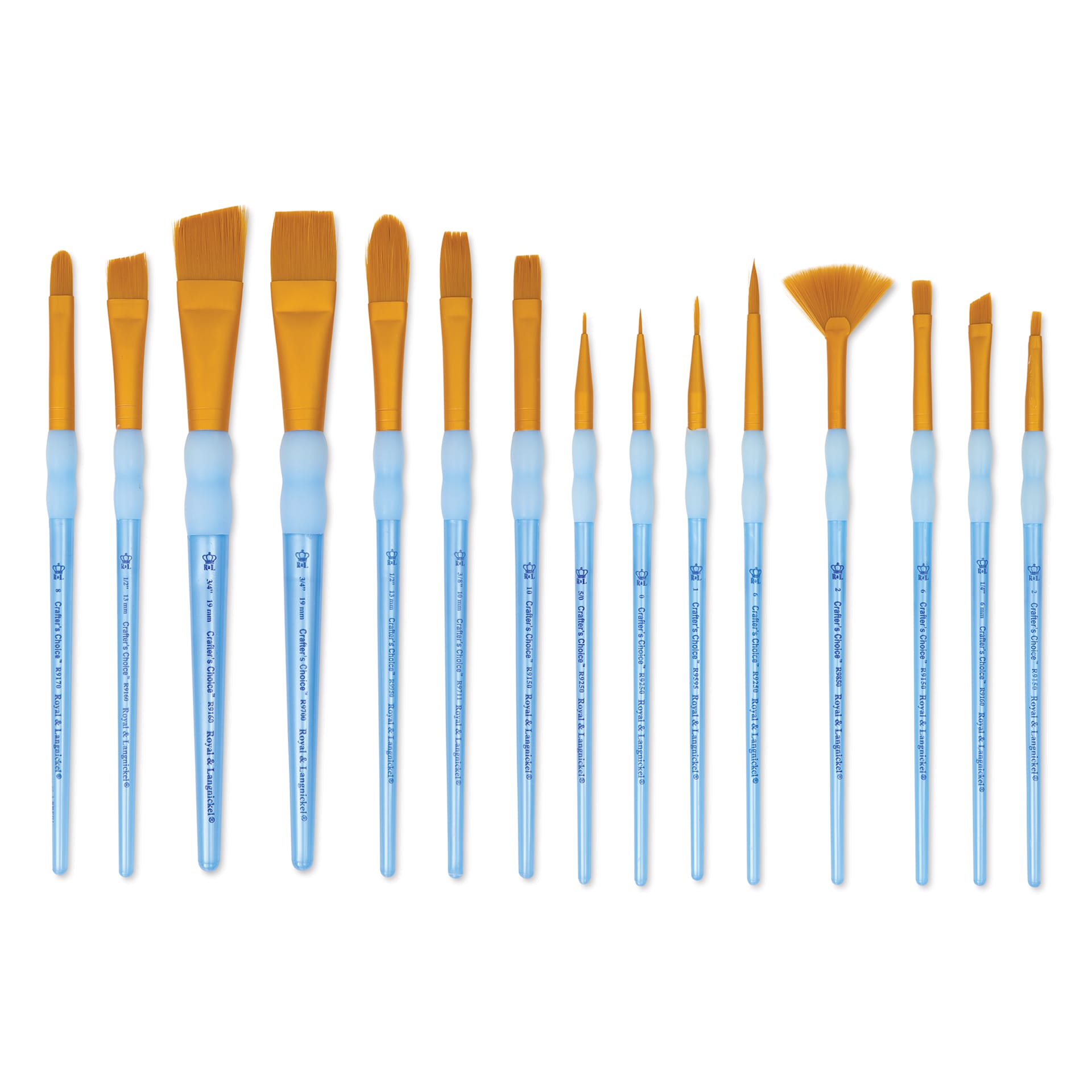 Royal & Langnickel Crafter's Choice Golden Taklon Classroom Pack - Assorted, Pkg of 15