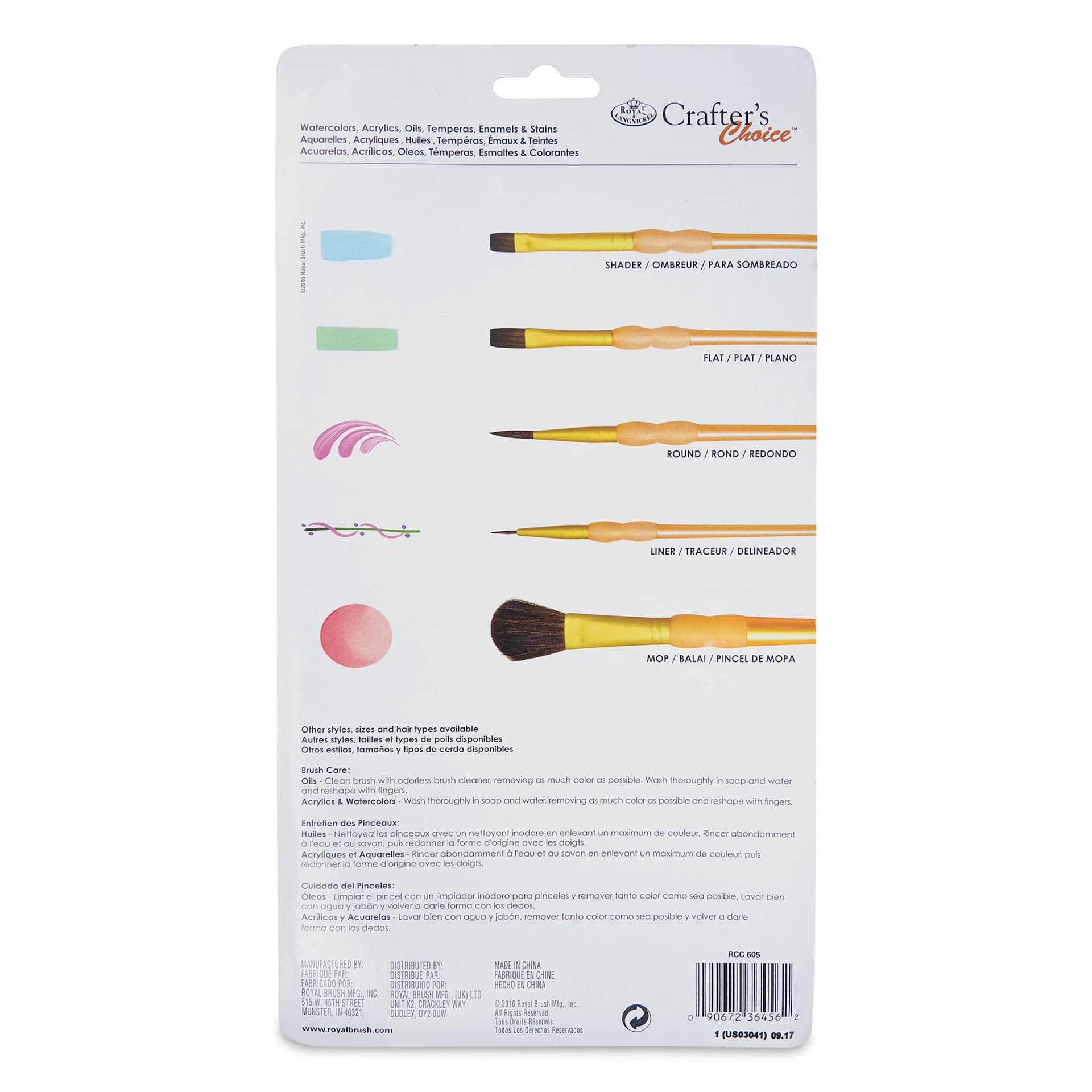 Royal & Langnickel Crafter's Choice Synthetic Camel Hair Brushes - Super Value Pack, back