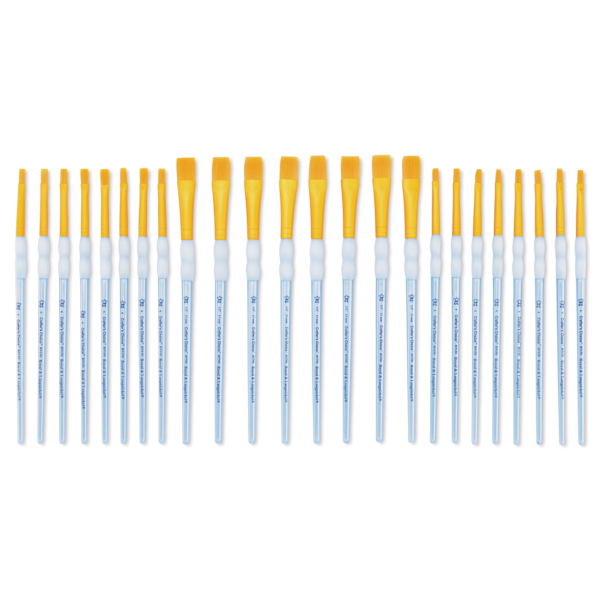 Royal & Langnickel Crafter's Choice Golden Taklon Classroom Pack - Shader and Wash, Pkg of 24 (brushes laid out)