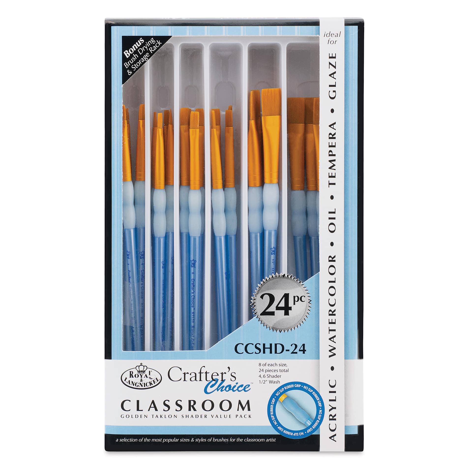Royal & Langnickel Crafter's Choice Golden Taklon Classroom Pack - Shader and Wash, Pkg of 24