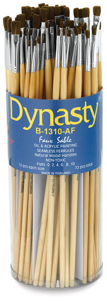 Dynasty Synthetic Sable Brush Canisters - Front of canister of 72 Flat brushes
