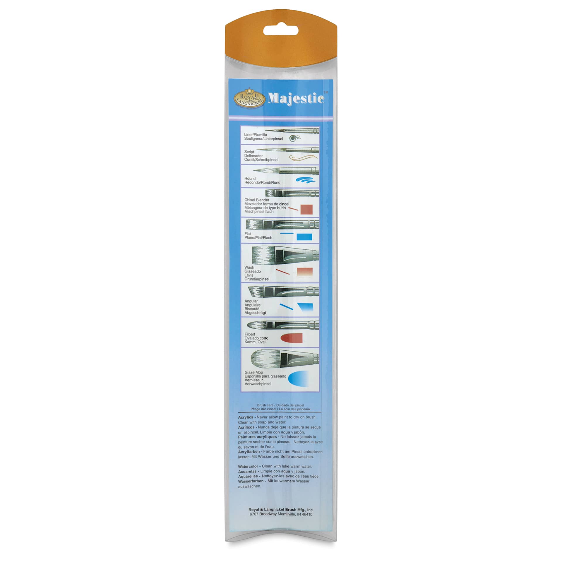 Royal Langnickel Majestic Brushes - Detail, Set of 11, back of the packaging