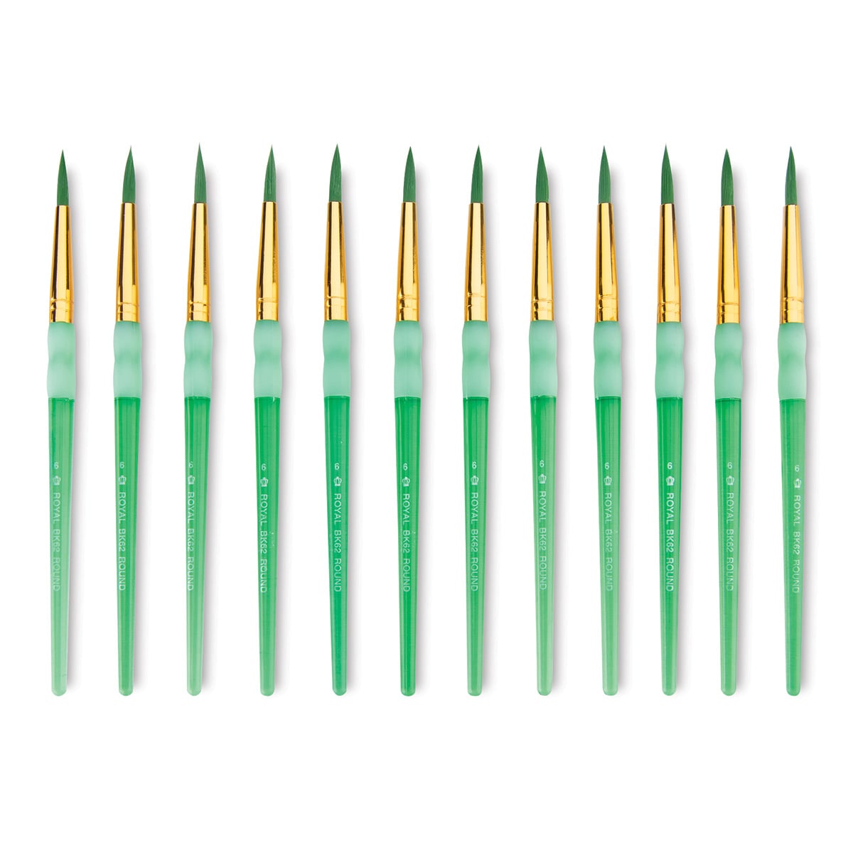Big Kid's Choice Lil' Grippers Synthetic Brushes - Round, Size 6, Pkg of 12, laid out