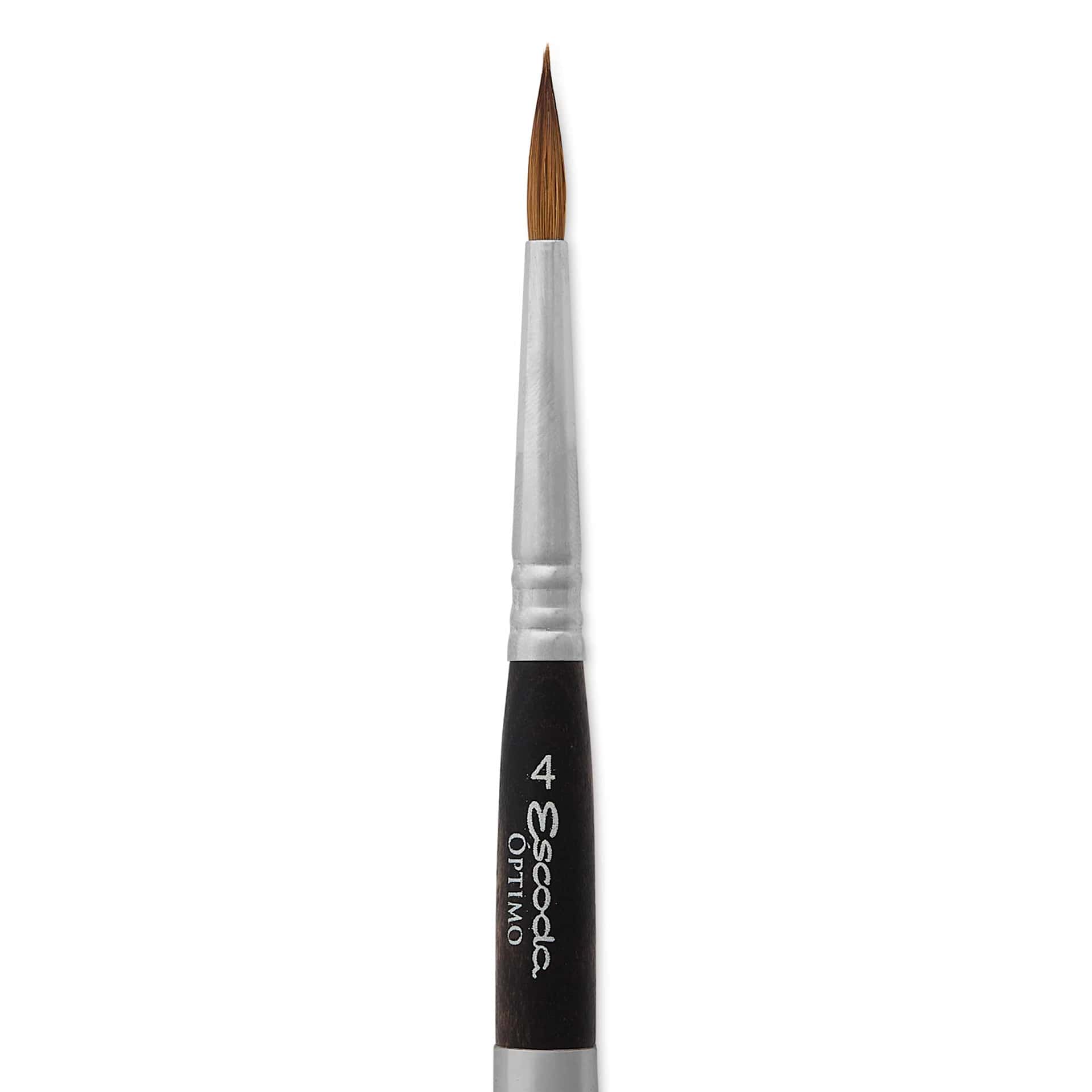 Escoda Optimo Kolinsky Sable Watercolor Travel Brush - Round, Size 4, close up