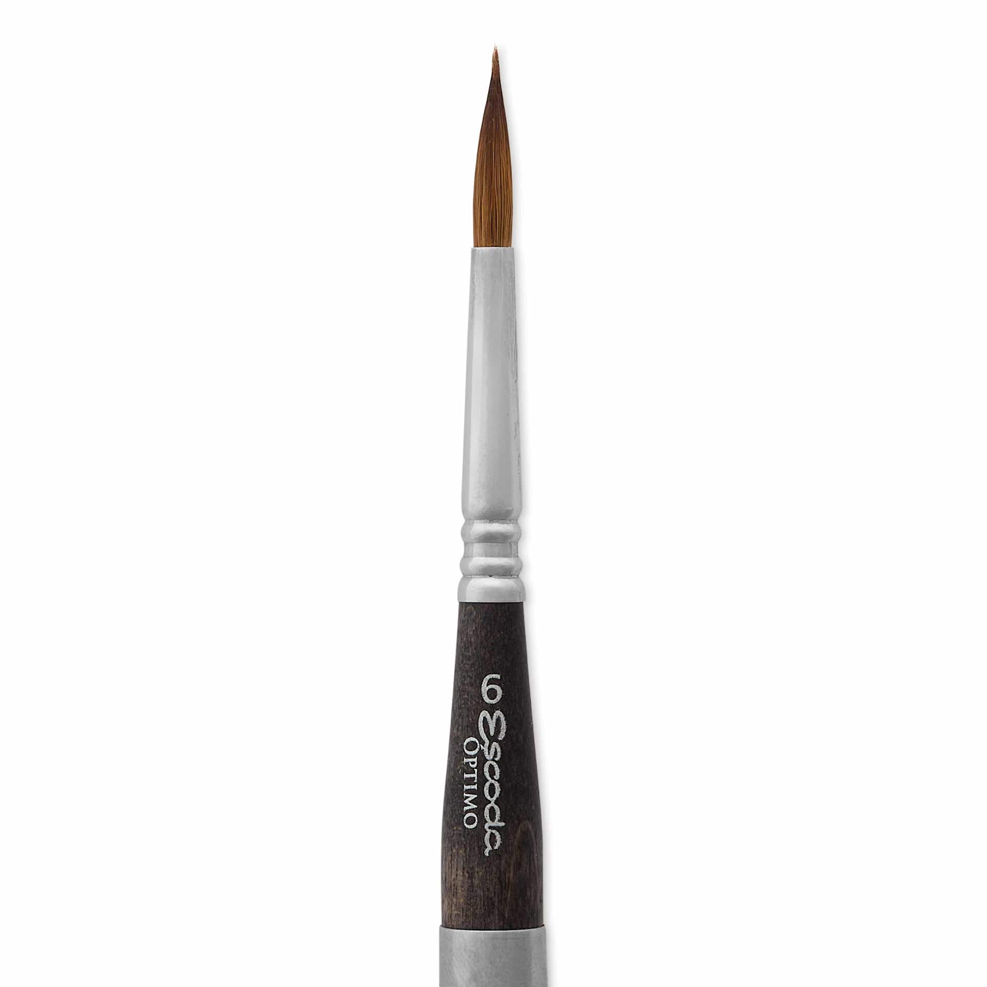Escoda Optimo Kolinsky Sable Watercolor Travel Brush - Round, Size 6, close up
