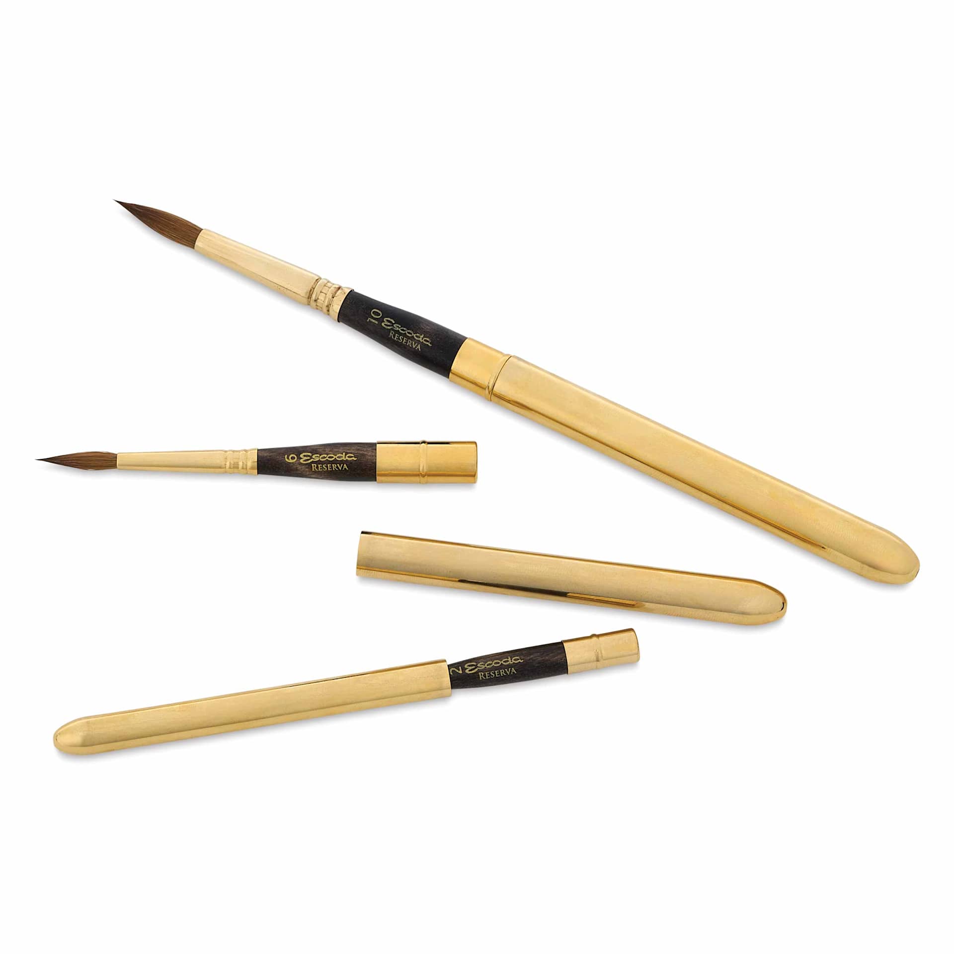 Escoda Reserva Kolinsky-Tajmyr Sable Brush - Set of 3, Pocket Round, full length, separated, and travel safe