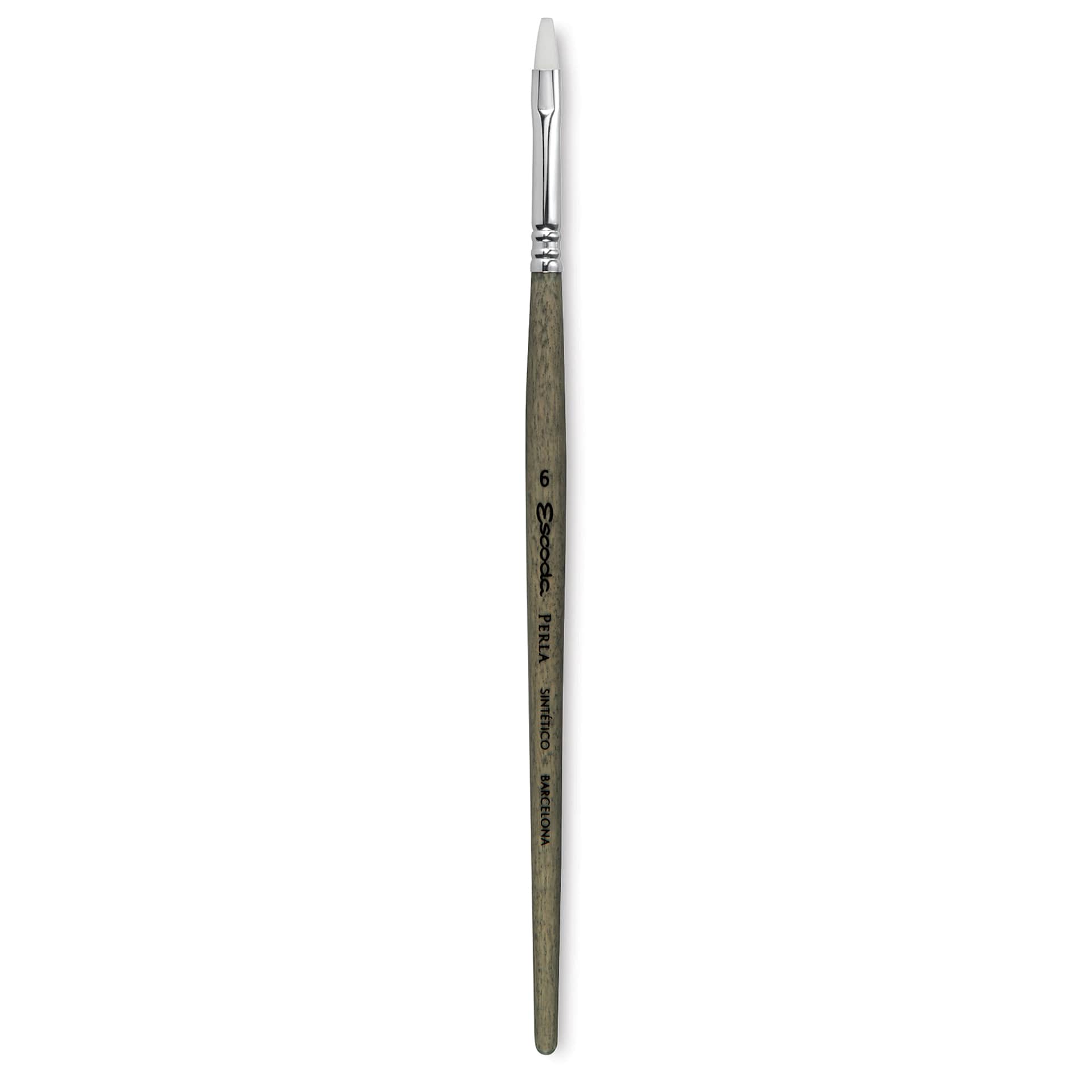 Escoda Perla Toray White Synthetic Brush - Bright, Short Handle, Size 6