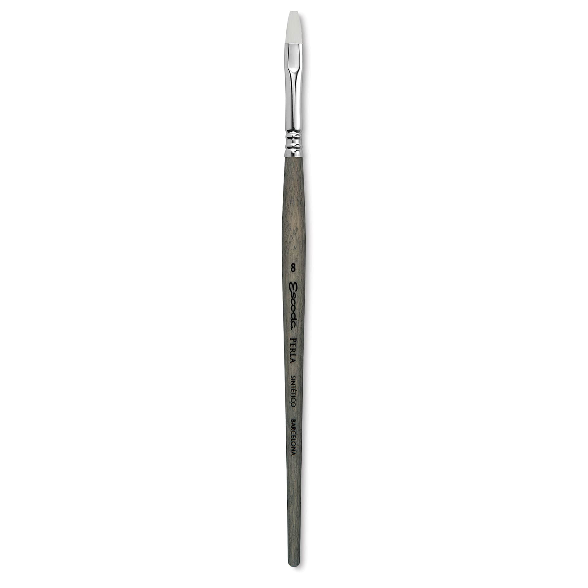 Escoda Perla Toray White Synthetic Brush - Bright, Short Handle, Size 8