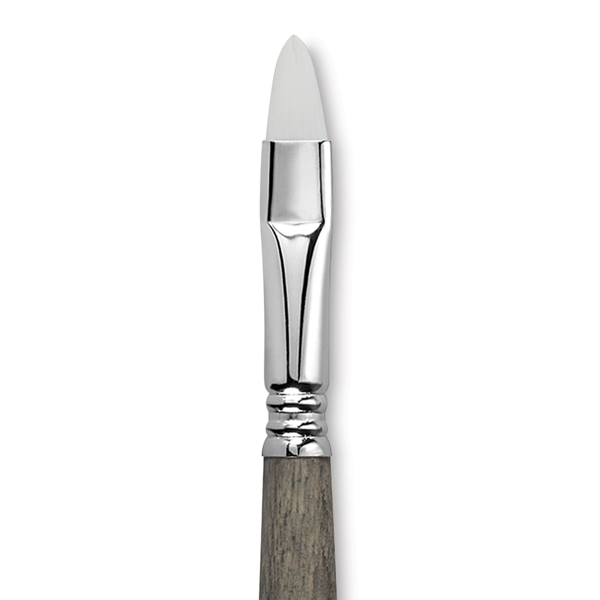 Escoda Perla Toray White Synthetic Brush - Bright, Short Handle, Size 12 (Close-up of brush)
