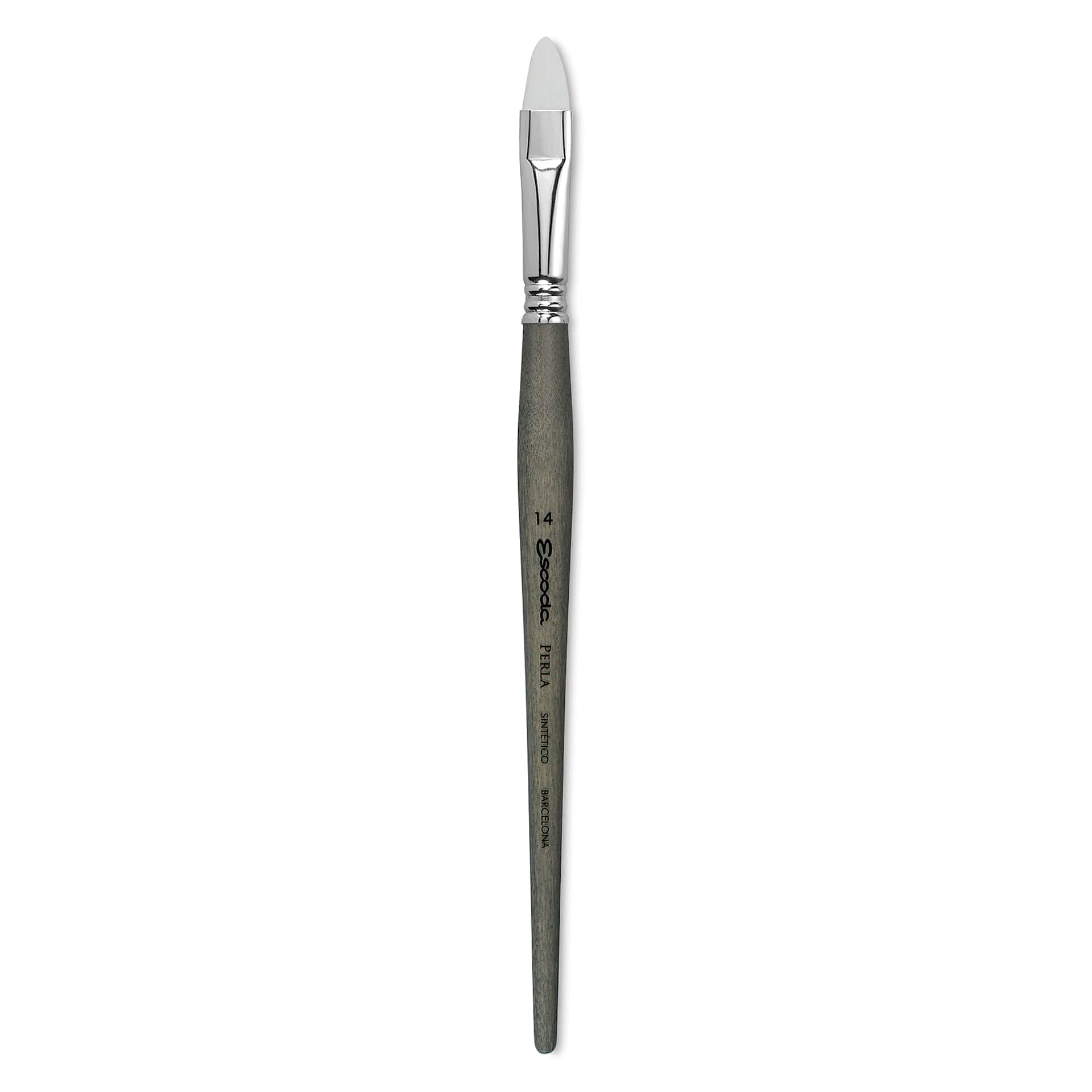 Escoda Perla Toray White Synthetic Brush - Bright, Short Handle, Size 14