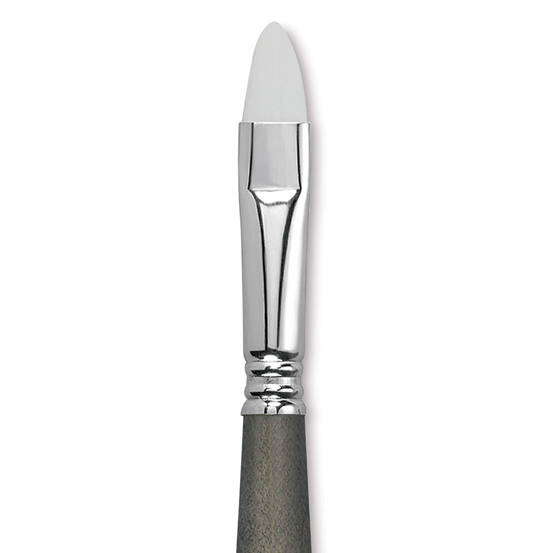 Escoda Perla Toray White Synthetic Brush - Bright, Short Handle, Size 14 (Close-up of brush)