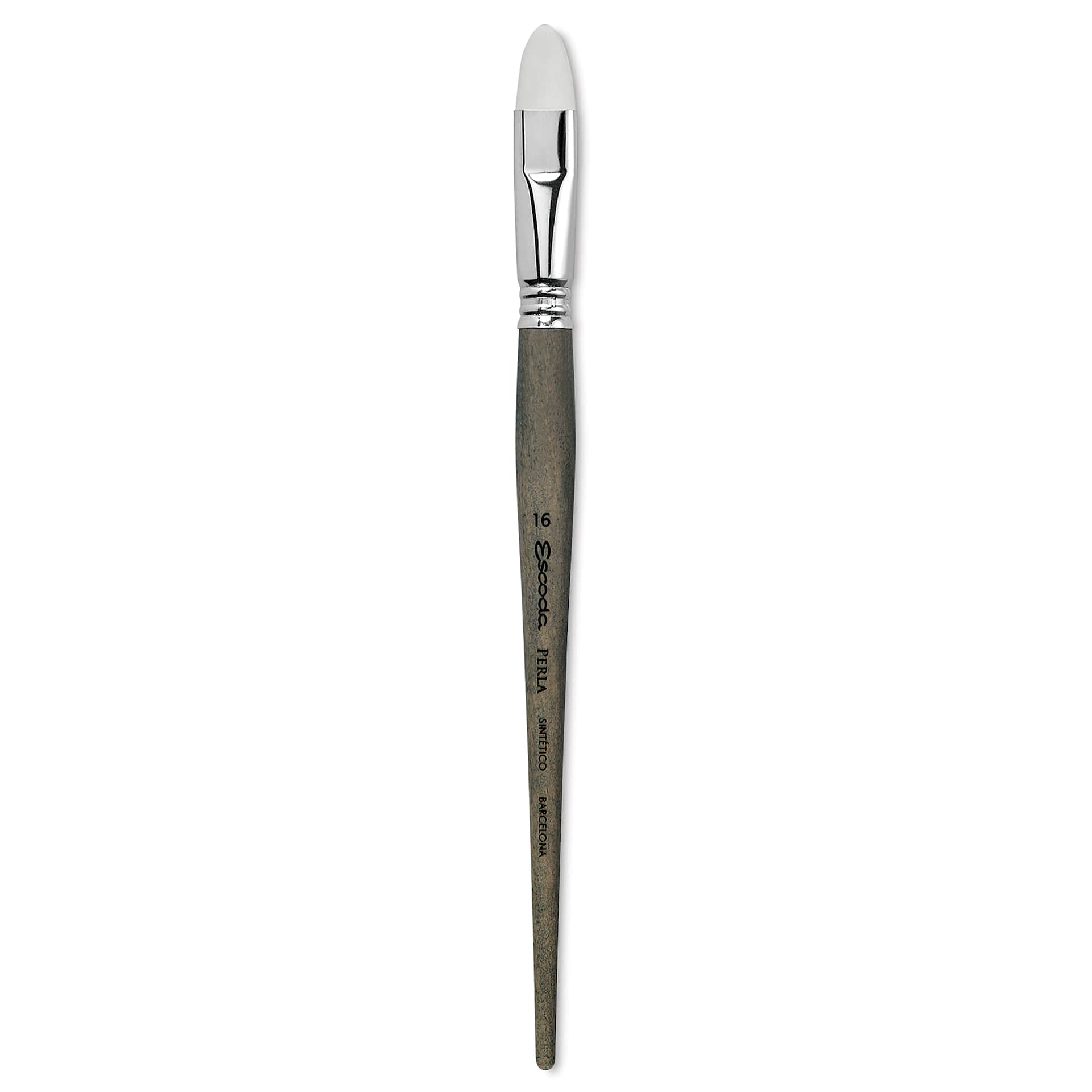 Escoda Perla Toray White Synthetic Brush - Bright, Short Handle, Size 16