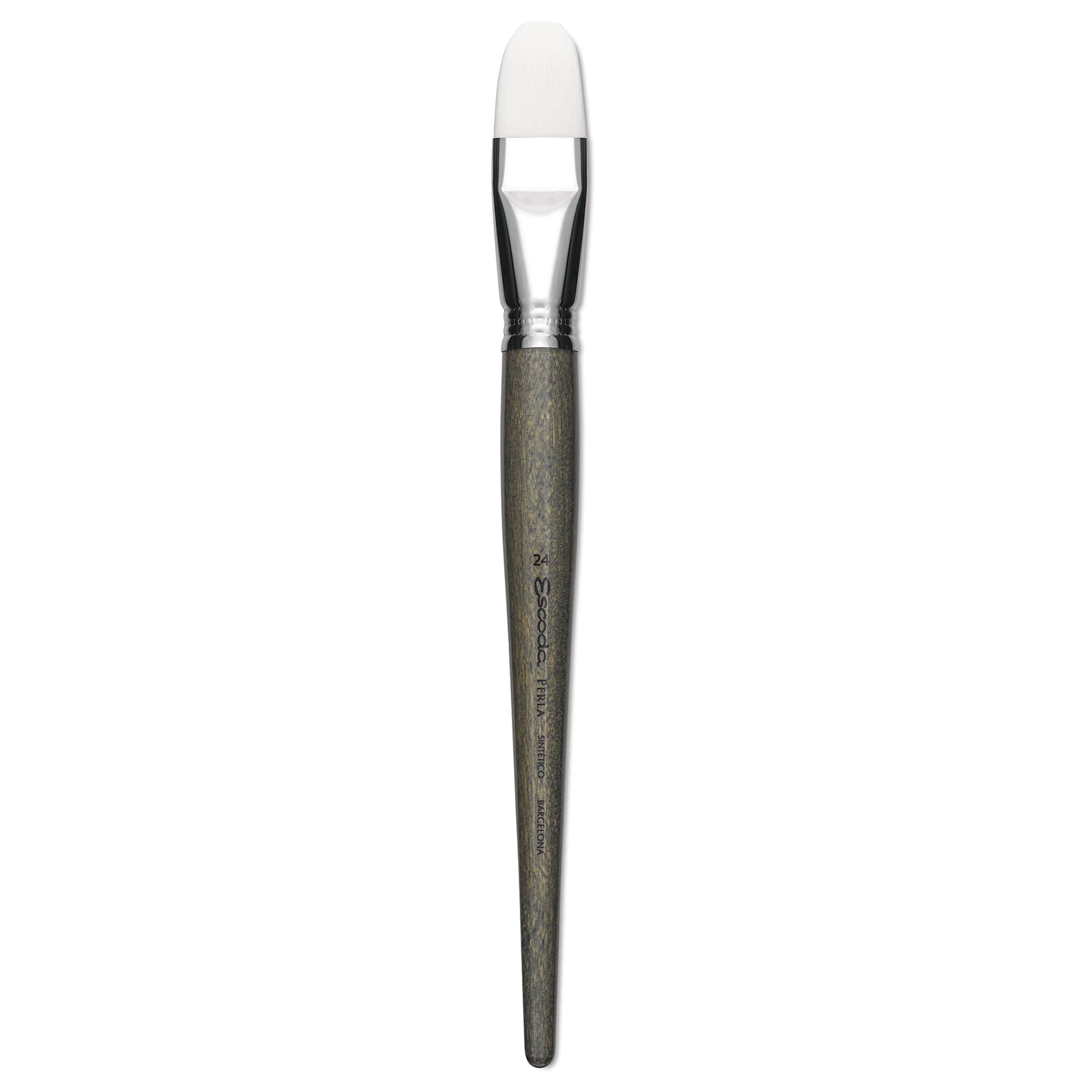 Escoda Perla Toray White Synthetic Brush - Bright, Short Handle, Size 24
