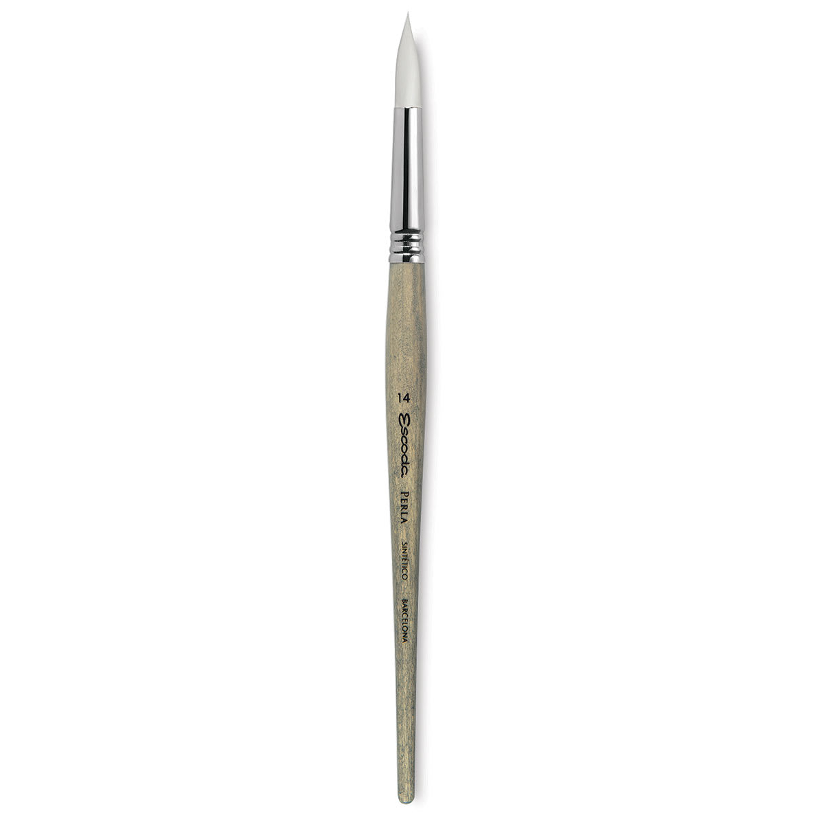 Escoda Perla Toray White Synthetic Brush - Round, Short Handle, Size 14
