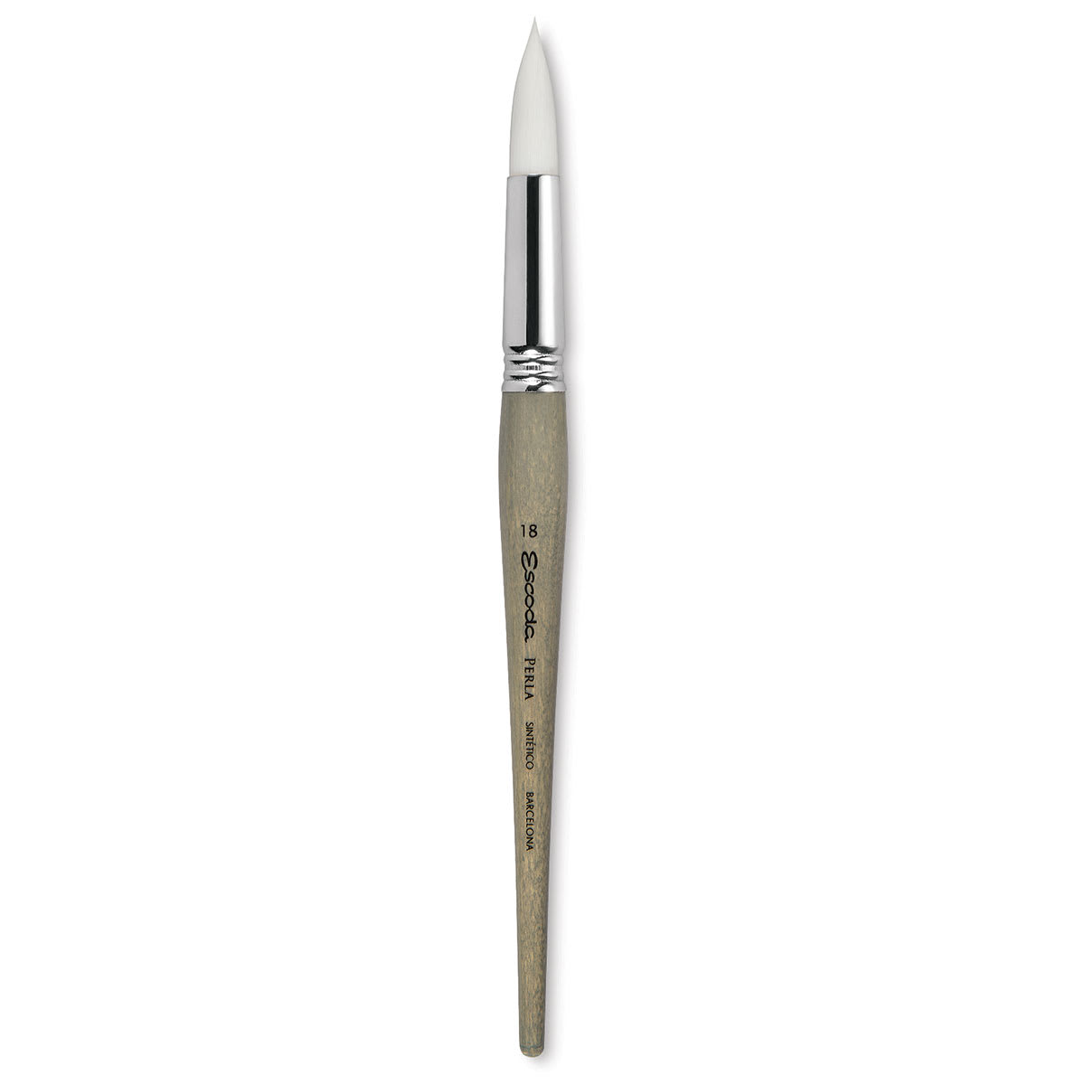 Escoda Perla Toray White Synthetic Brush - Round, Short Handle, Size 18