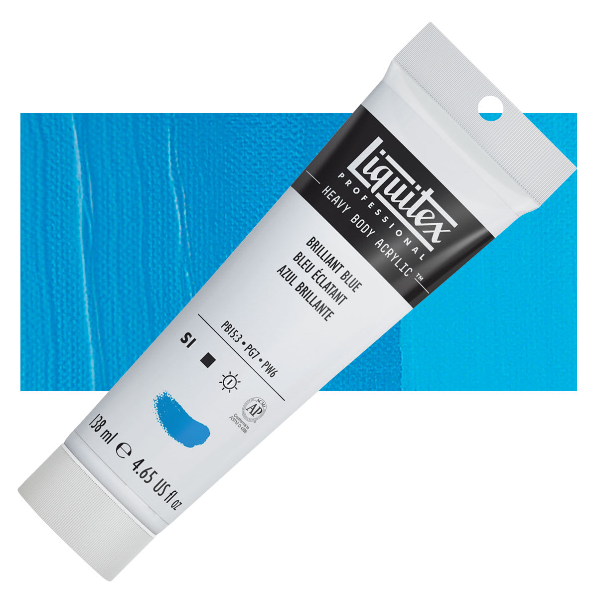 Liquitex Heavy Body Artist Acrylic - Brilliant Blue, 4.65 oz tube and swatch
