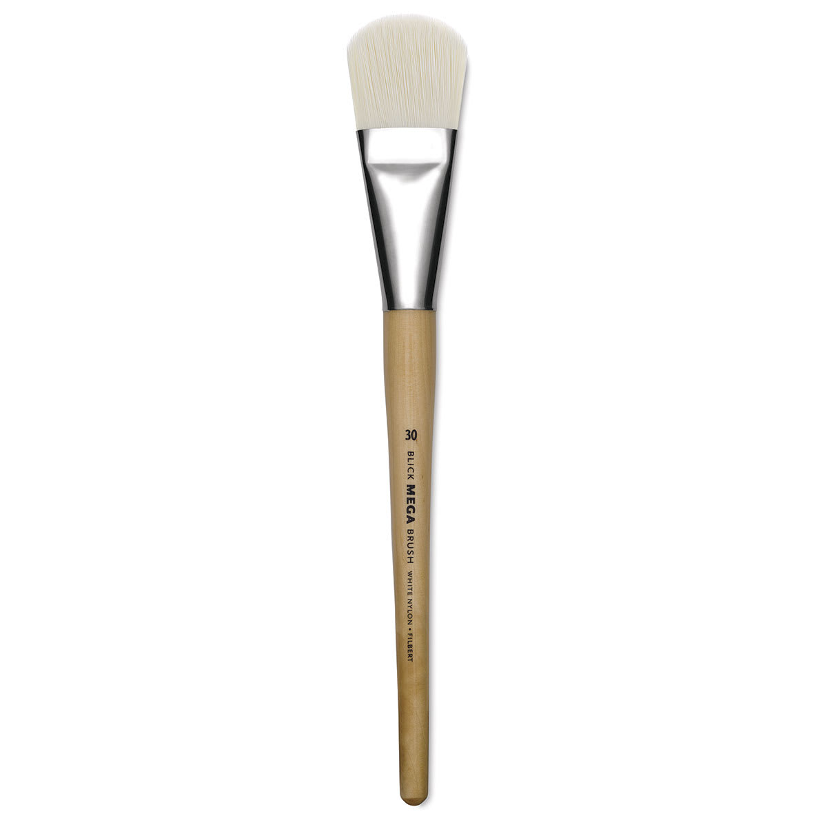 Blick Mega White Synthetic Brush - Short handled Mega Filbert shown upright