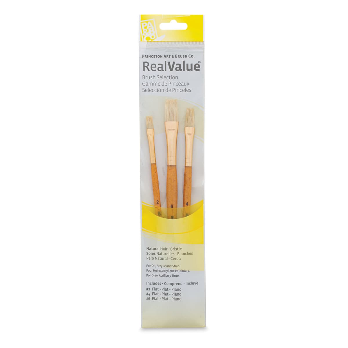 Princeton Real Value Brush Set - 9104, Bristle, Short Handle, Set of 3, in packaging