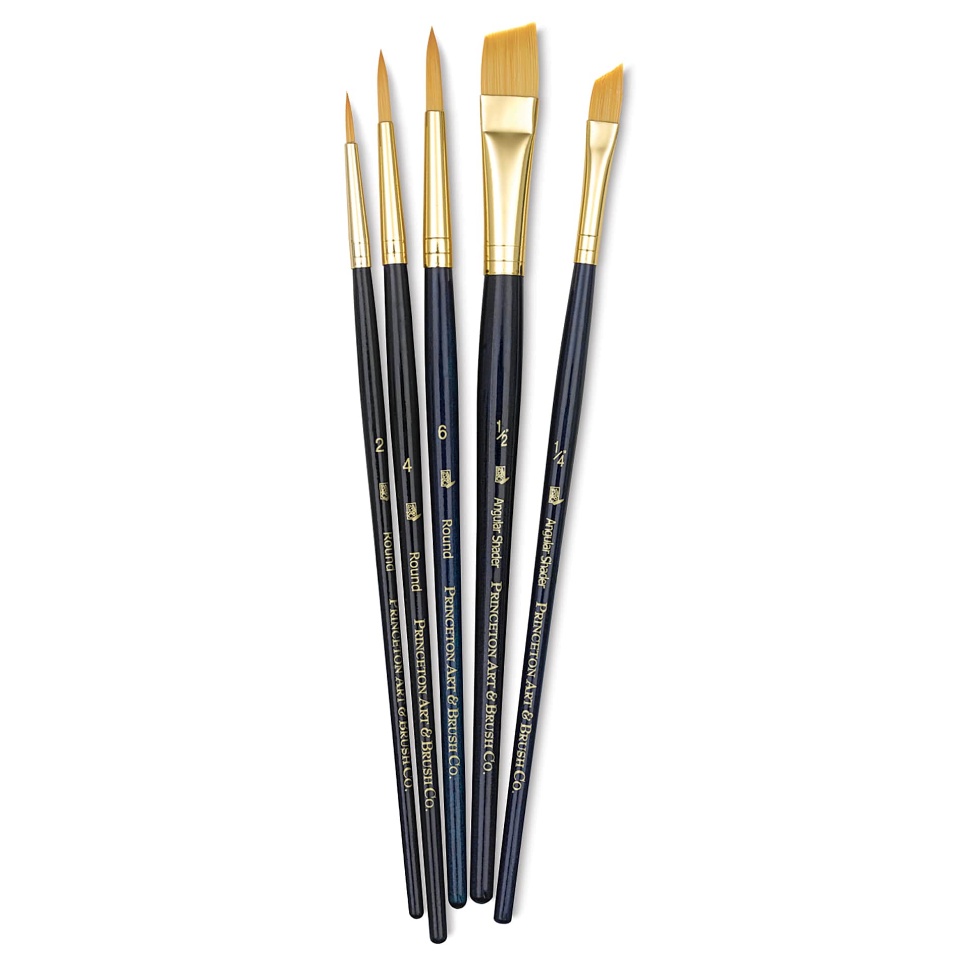 Princeton Real Value Brush Set - 9139, Golden Taklon, Short Handle, Set of 5
