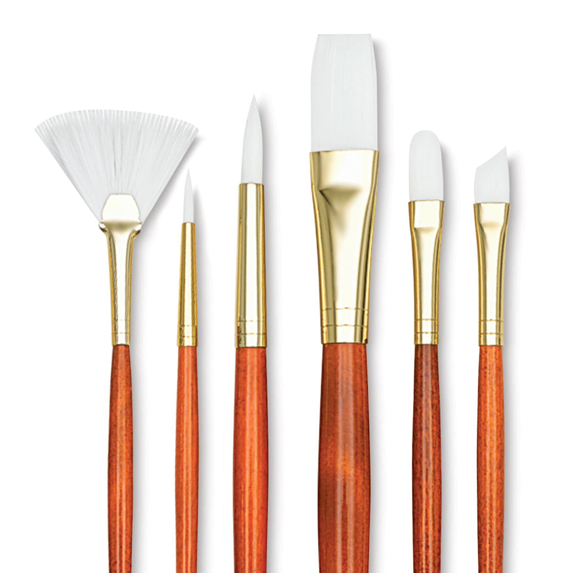 Princeton Real Value Brush Set - 9156, White Taklon, Long Handle, Set of 6