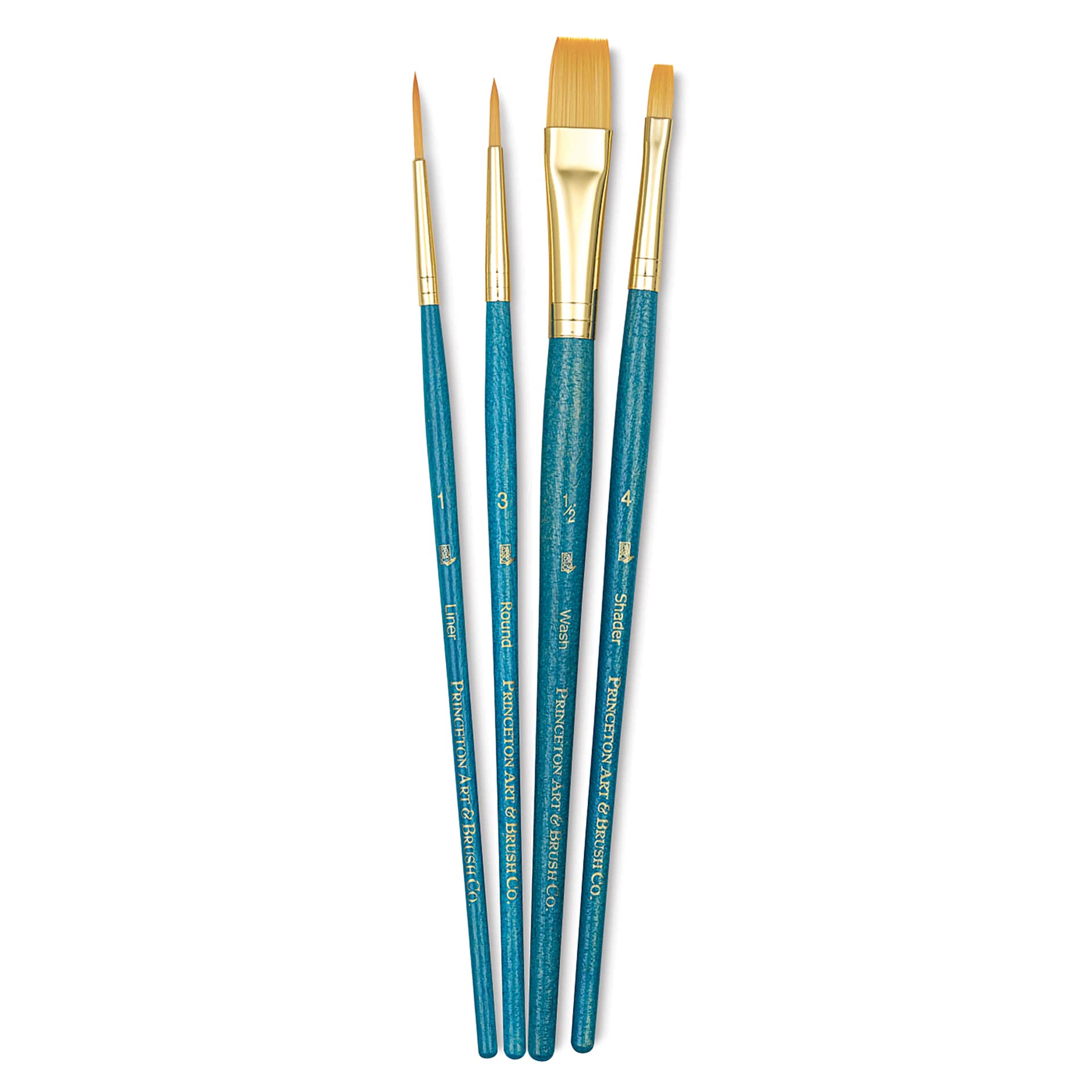 Princeton Real Value Brush Set - 9172, Golden Taklon, Short Handle, Set of 4 Princeton Real Value Brush Set - 9172, Golden Taklon, Short Handle, Set of 4