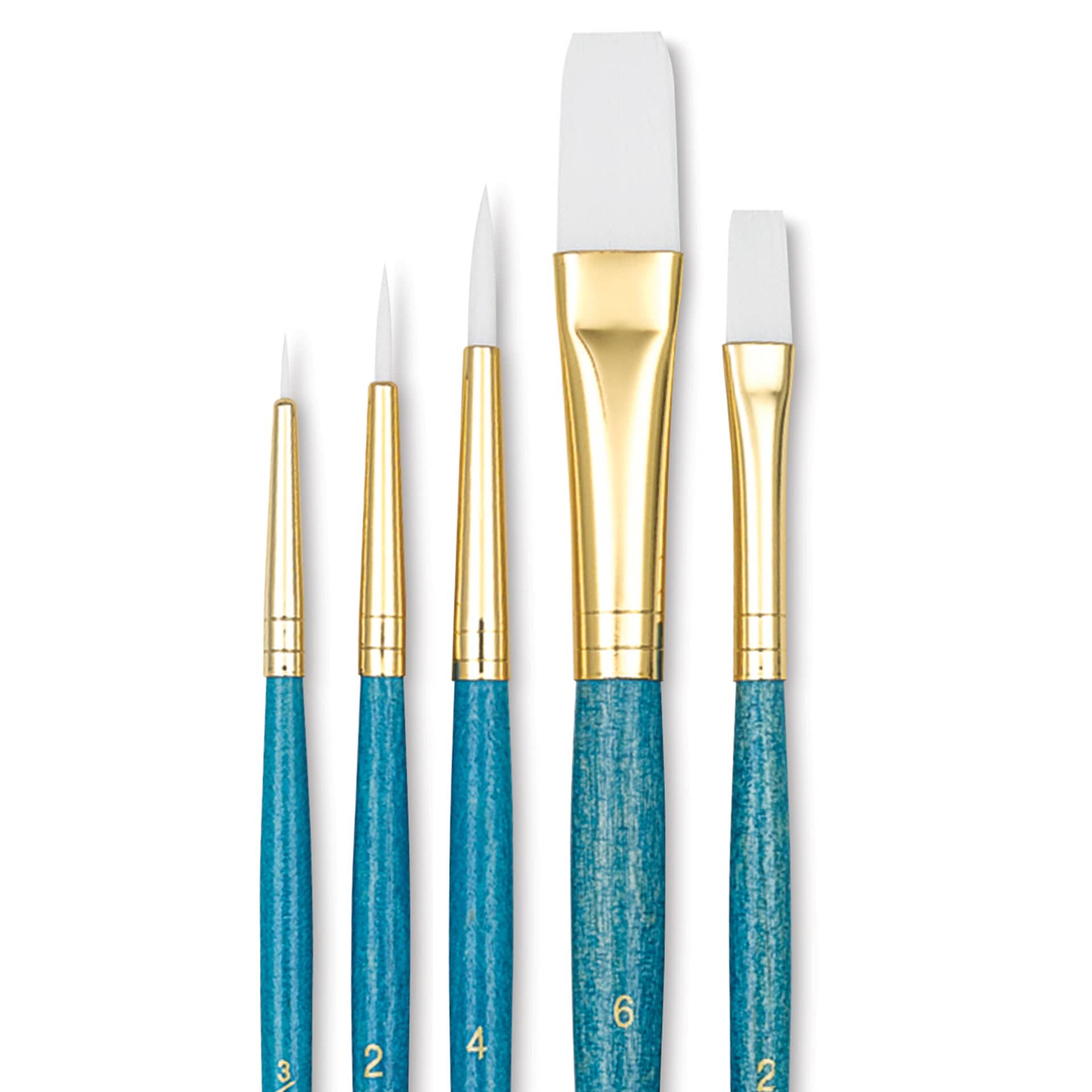 Princeton Real Value Brush Set - 9174, White Taklon, Short Handle, Set of 5