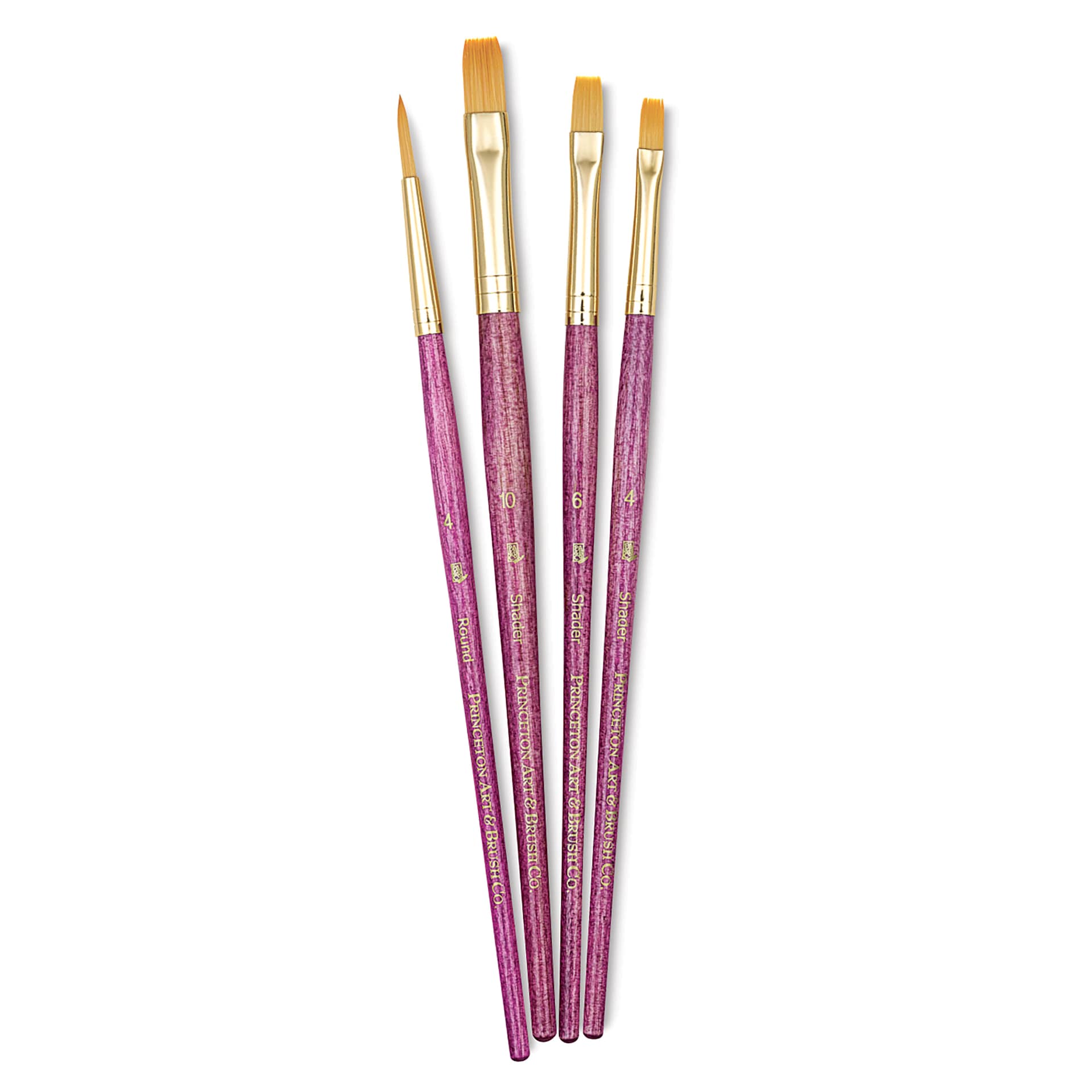 Princeton Real Value Brush Set - 9181, Golden Taklon, Short Handle, Set of 4