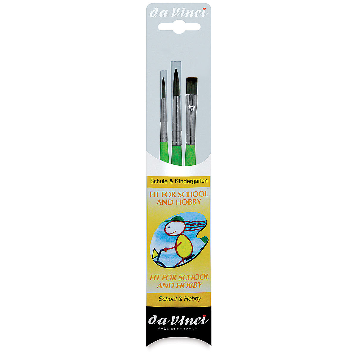 Fit For School & Hobby Brushes - Front of package of 3 Assorted brushes
