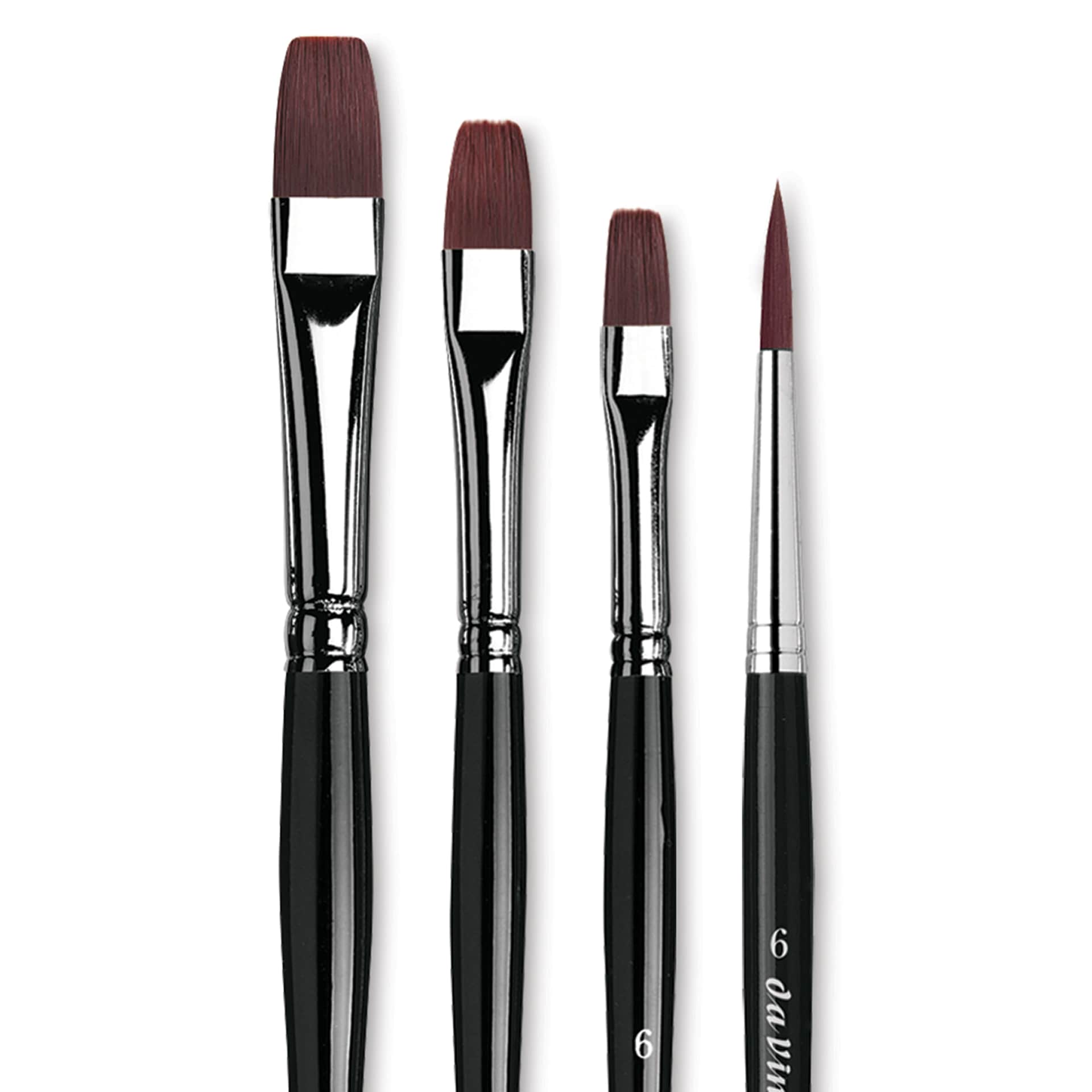 Da Vinci Artist Brush Set - Top Acryl Short Handle, Set of 4, close up